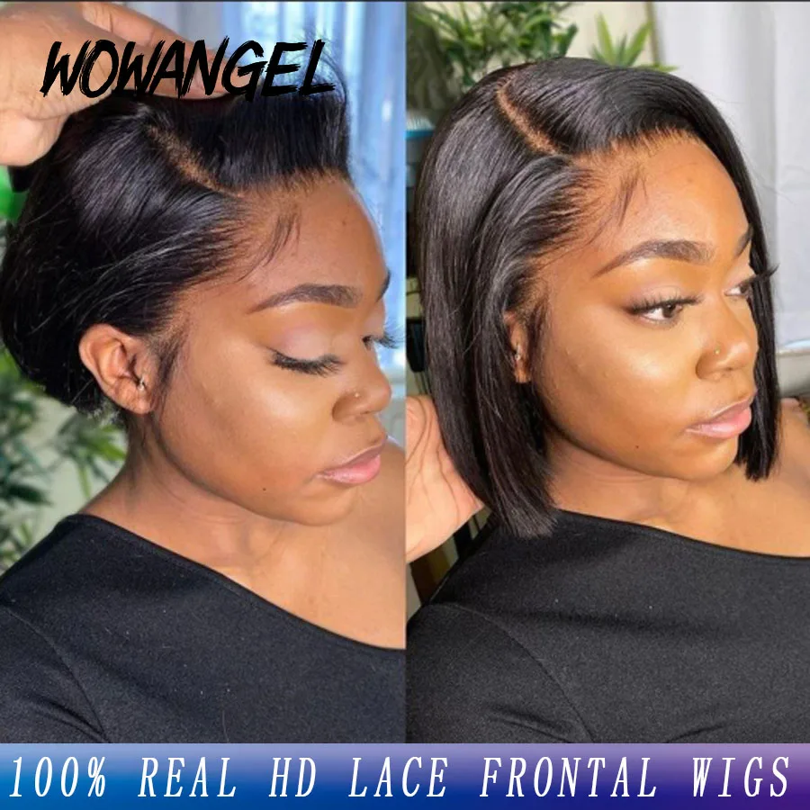 Wow Angel SKINLIKE Real HD Lace Front Wigs Short Bob Wig Blunt Cut Wig 13x4 HD Lace Frontal Human Hair Wigs Pre Plucked Glueless