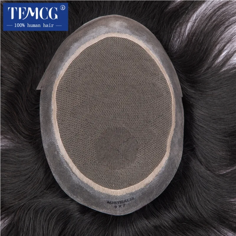 Australia Male Hair Prosthesis Lace PU Base Breathable Natural Hairline Natural Human Hair Toupee Man Wig Exhaust Systems