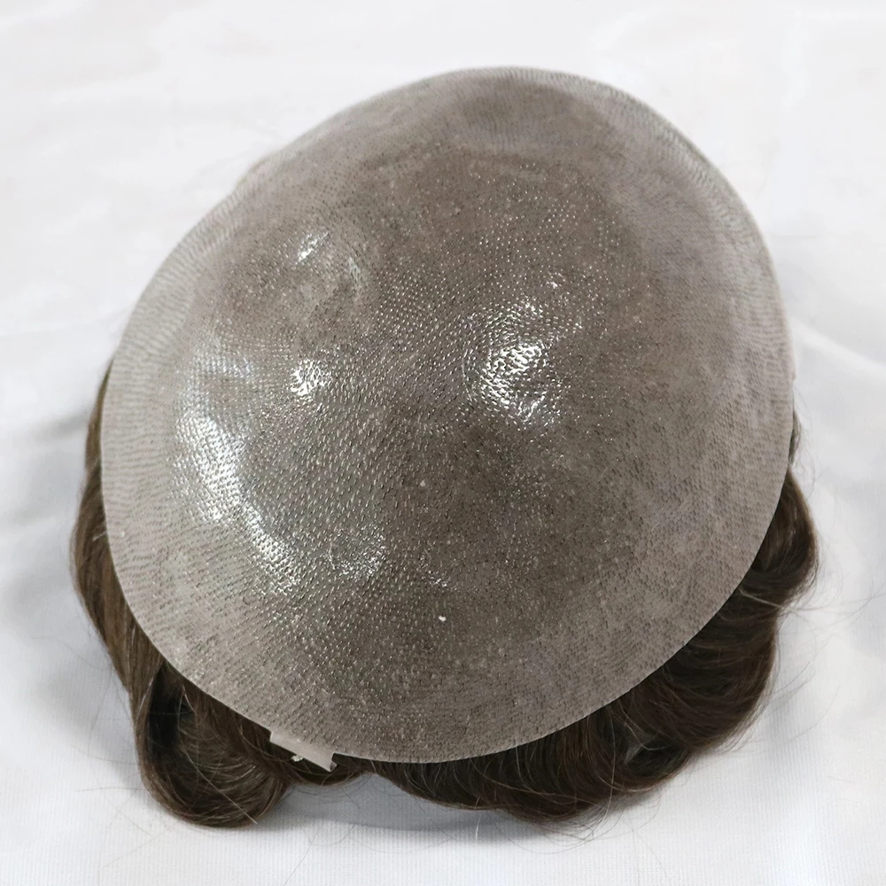 4T613 Ombre Blonde 0.06mm Thin Skin Vloop Base Natural Hairline Men Toupee Grey Black Human Hair Wigs Men Hair System Prosthesis