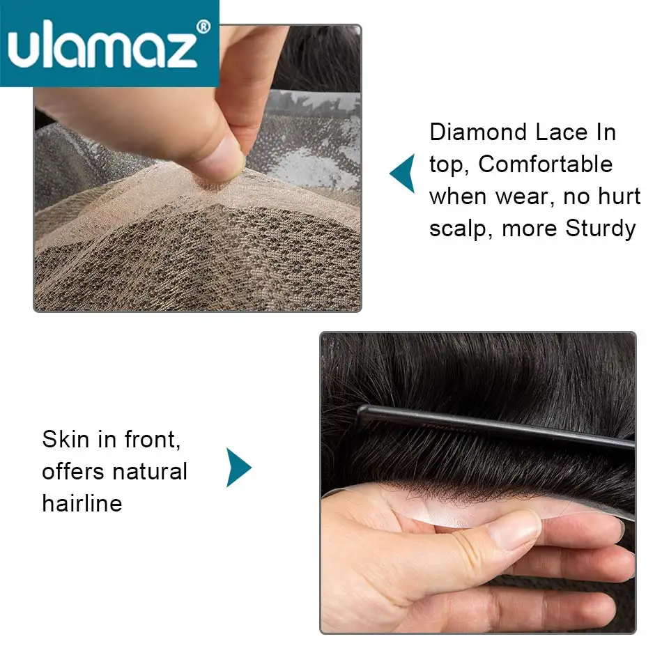 Natural Male Hair Prosthesis Australia Double-Layers Toupee Men's Hairpiece Wigs Human Hair Lace PU Man Hair System Wigs For Man