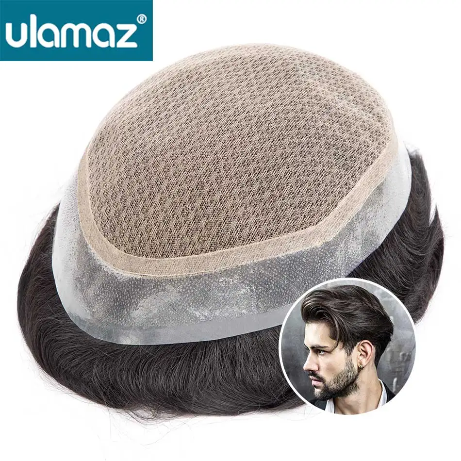 Natural Male Hair Prosthesis Australia Double-Layers Toupee Men's Hairpiece Wigs Human Hair Lace PU Man Hair System Wigs For Man