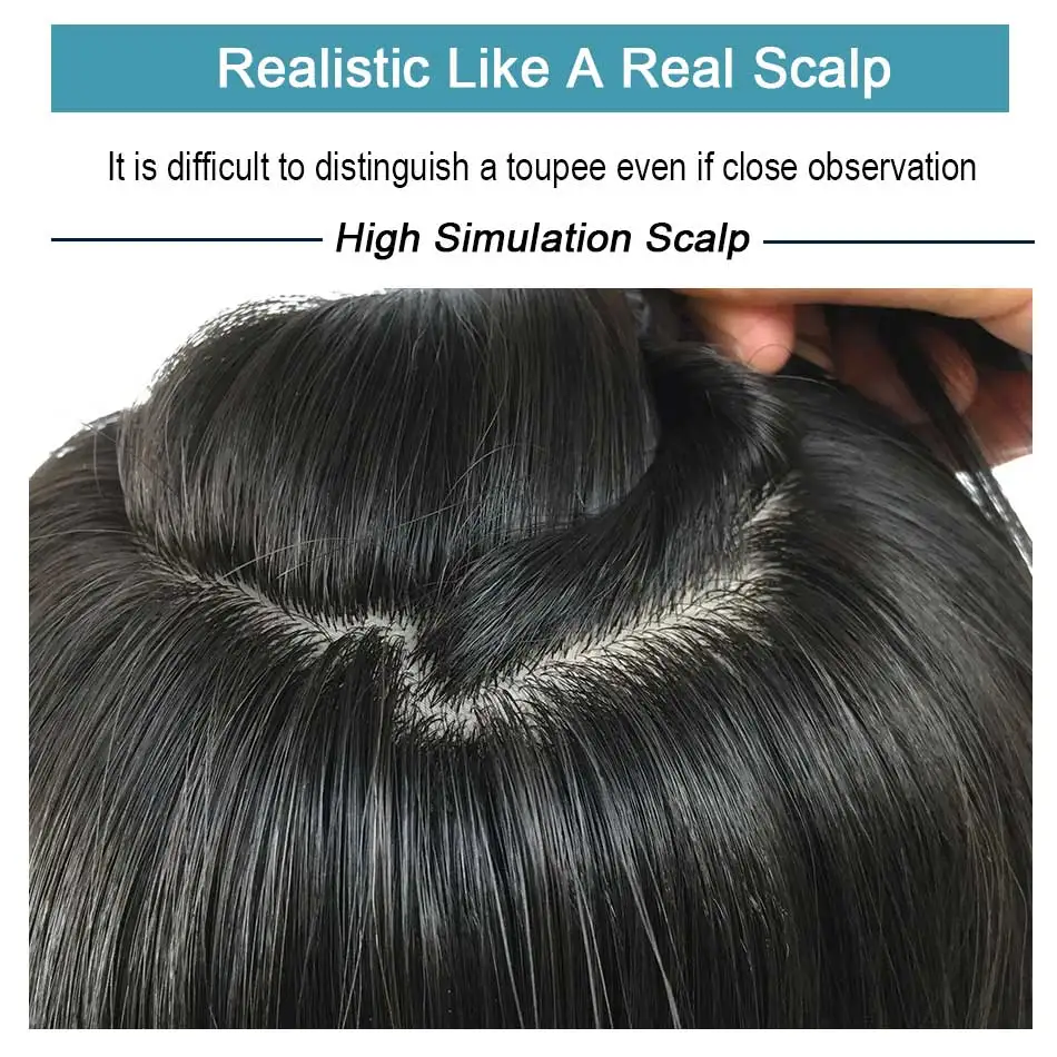Silk Base Toupee Realistic Men's Wig Lace Hair System Wigs Human Hair Male Hair Prosthesis Asian Wig Man Natural Hair Hairpiece
