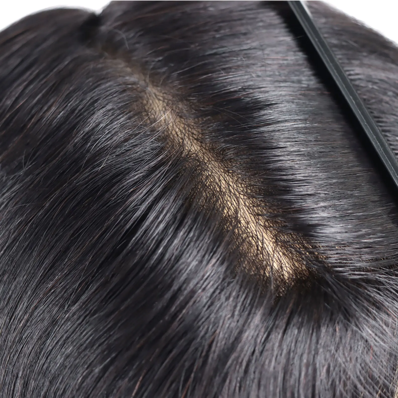 0.08-0.10MM Full Skin PU Toupee For Men V Loop Human Hair Men's Wigs #1B Men Capillary Prosthesis Hair Unit Replacement