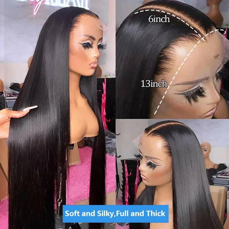 Vietnamese Straight Human Hair Wigs 13x4 Transparent Lace Frontal Wigs Remy Hair Preplucked 230% Density Glueless Wig For Women