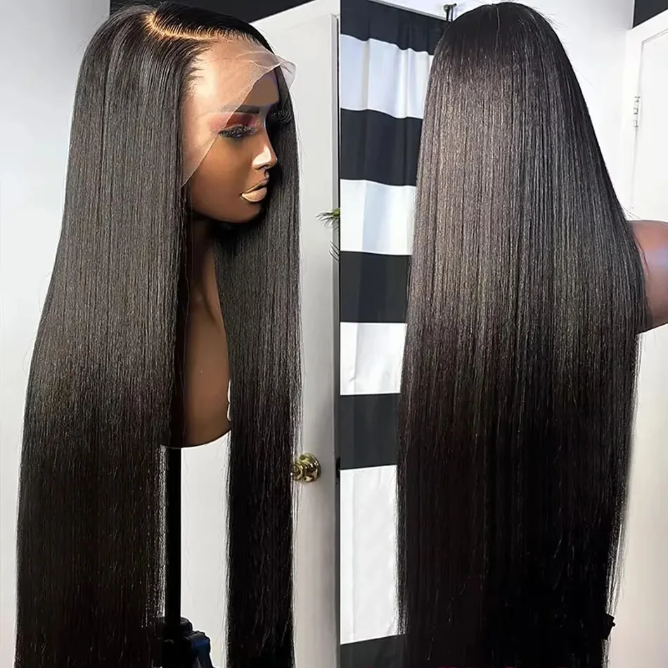 Vietnamese Straight Human Hair Wigs 13x4 Transparent Lace Frontal Wigs Remy Hair Preplucked 230% Density Glueless Wig For Women