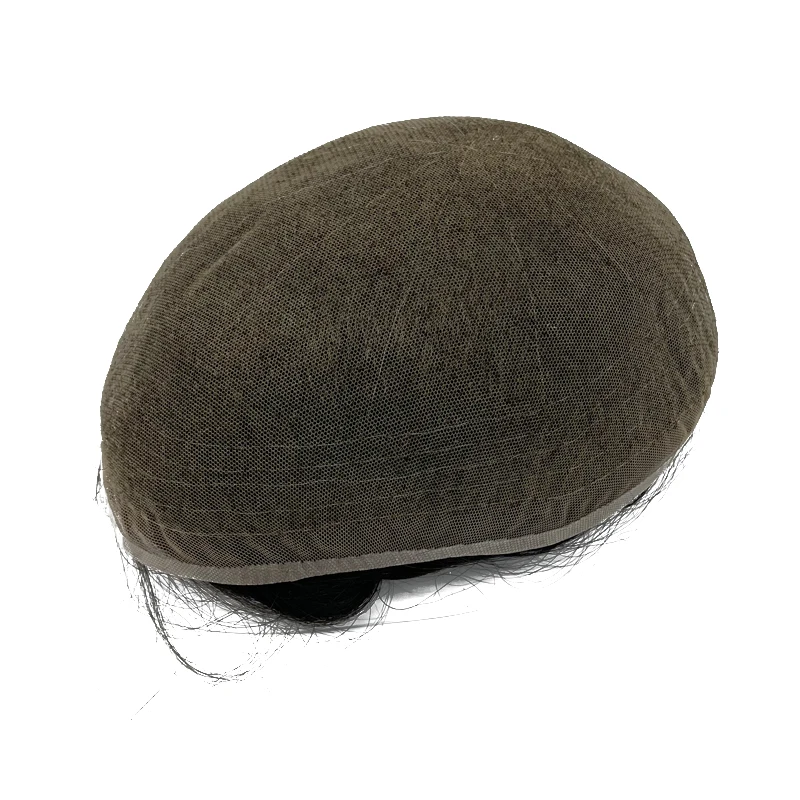 Super Breathable French Lace Hair System All Bleached Knotted Hair Prosthesis for Men All French Lace Human Hair Toupee