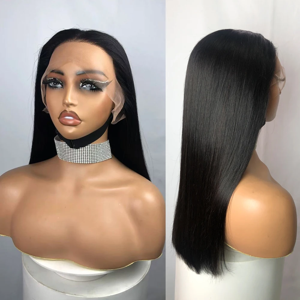 350% Density Double Drawn Straight Lace Wig 13X4 Transparent Lace Frontal Human Hair Wig Brazilian Lace Front Wigs For Women