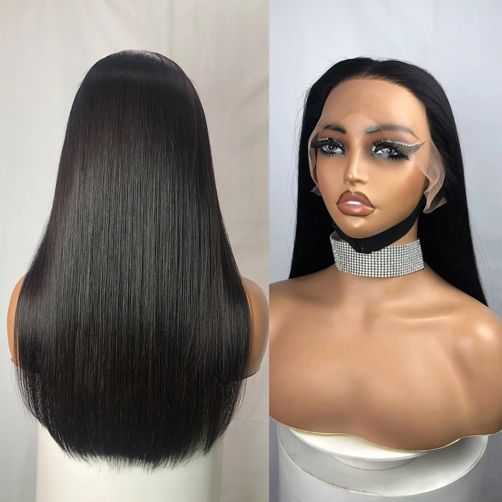 350% Density Double Drawn Straight Lace Wig 13X4 Transparent Lace Frontal Human Hair Wig Brazilian Lace Front Wigs For Women
