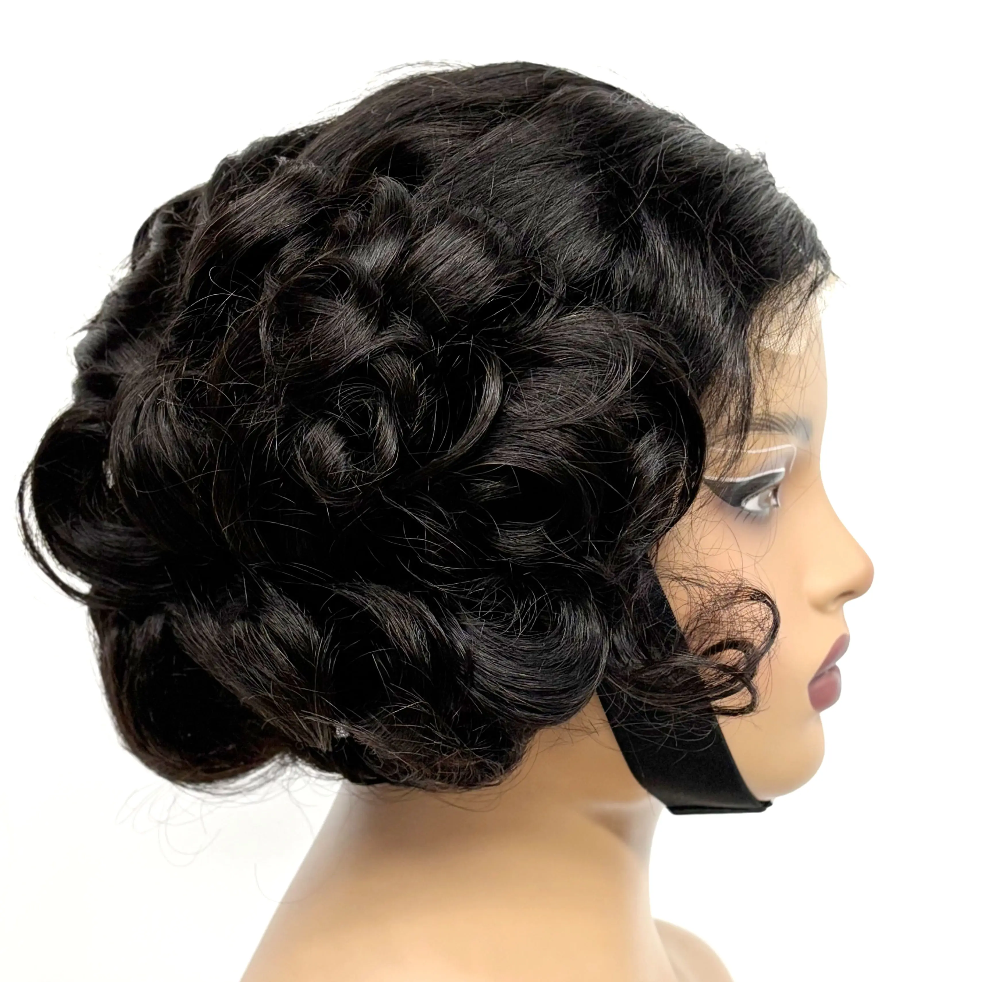 12inch 5x5 Transparent Lace Closure Blonde 613# Loose Wave Human Hair Wigs 280% Density Short Bouncy Curly Bob Wigs for Women