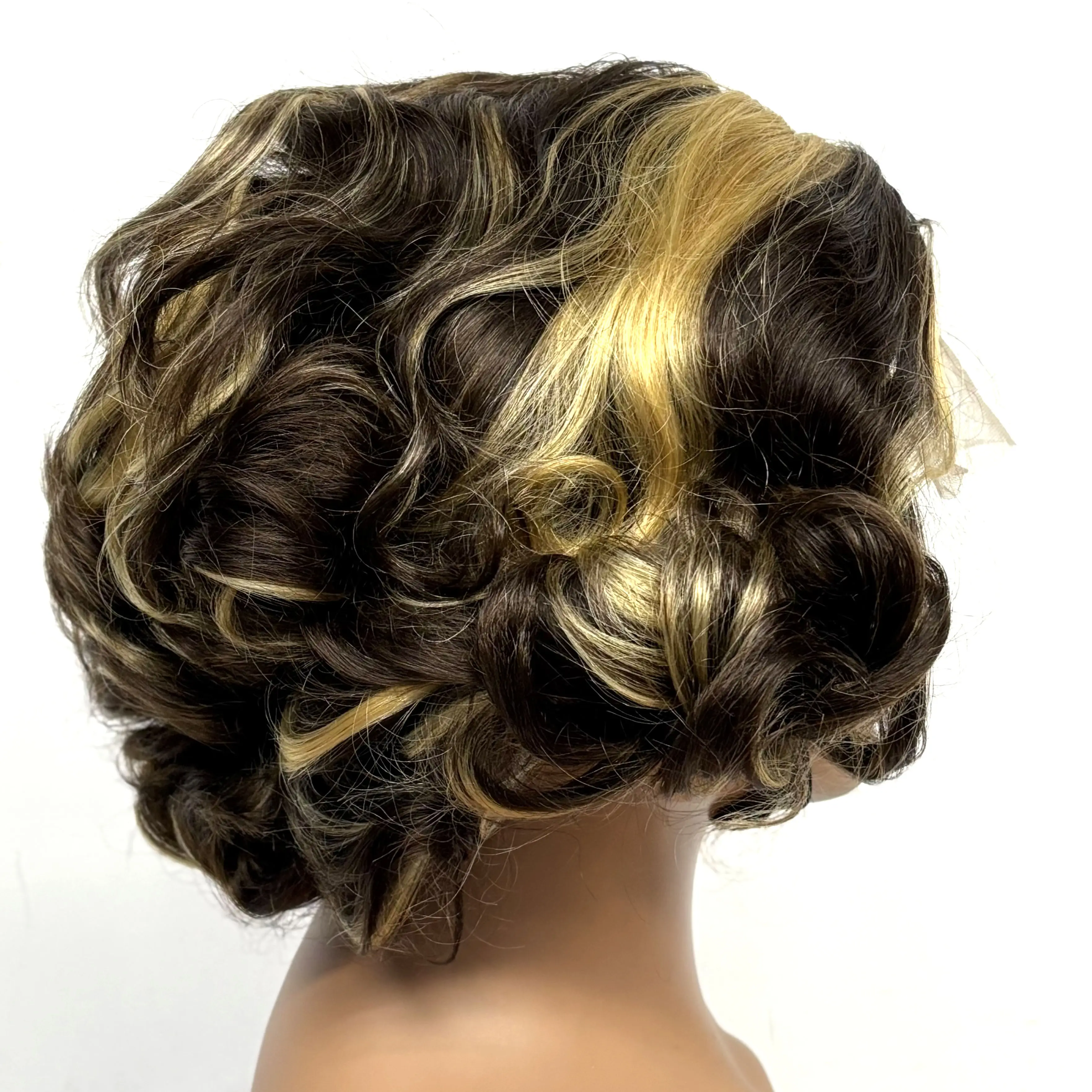 12inch 5x5 Transparent Lace Closure Blonde 613# Loose Wave Human Hair Wigs 280% Density Short Bouncy Curly Bob Wigs for Women