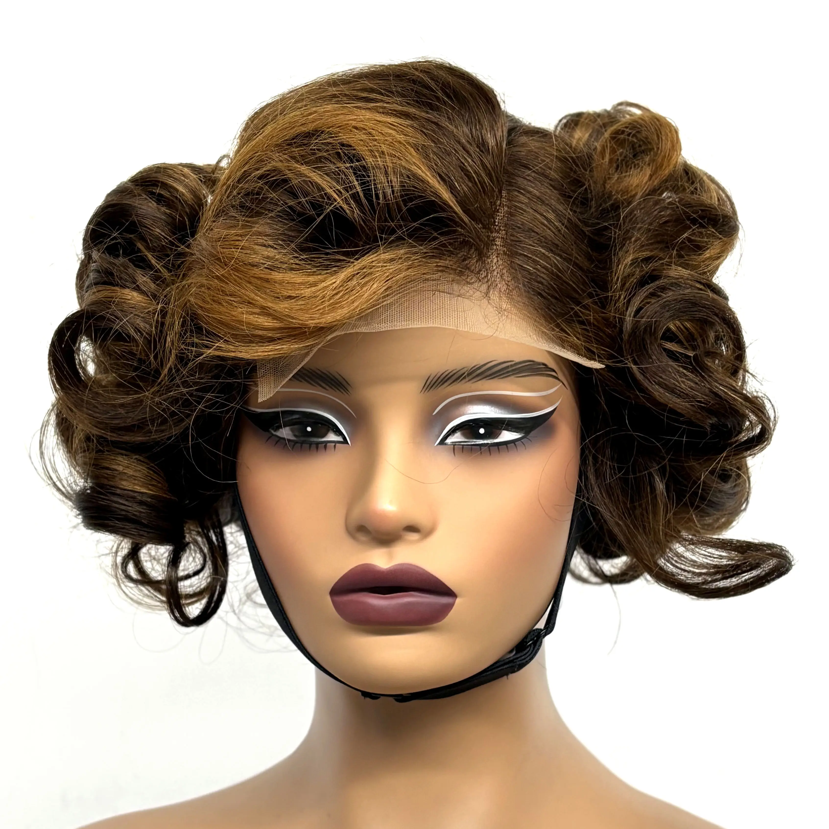 12inch 5x5 Transparent Lace Closure Blonde 613# Loose Wave Human Hair Wigs 280% Density Short Bouncy Curly Bob Wigs for Women