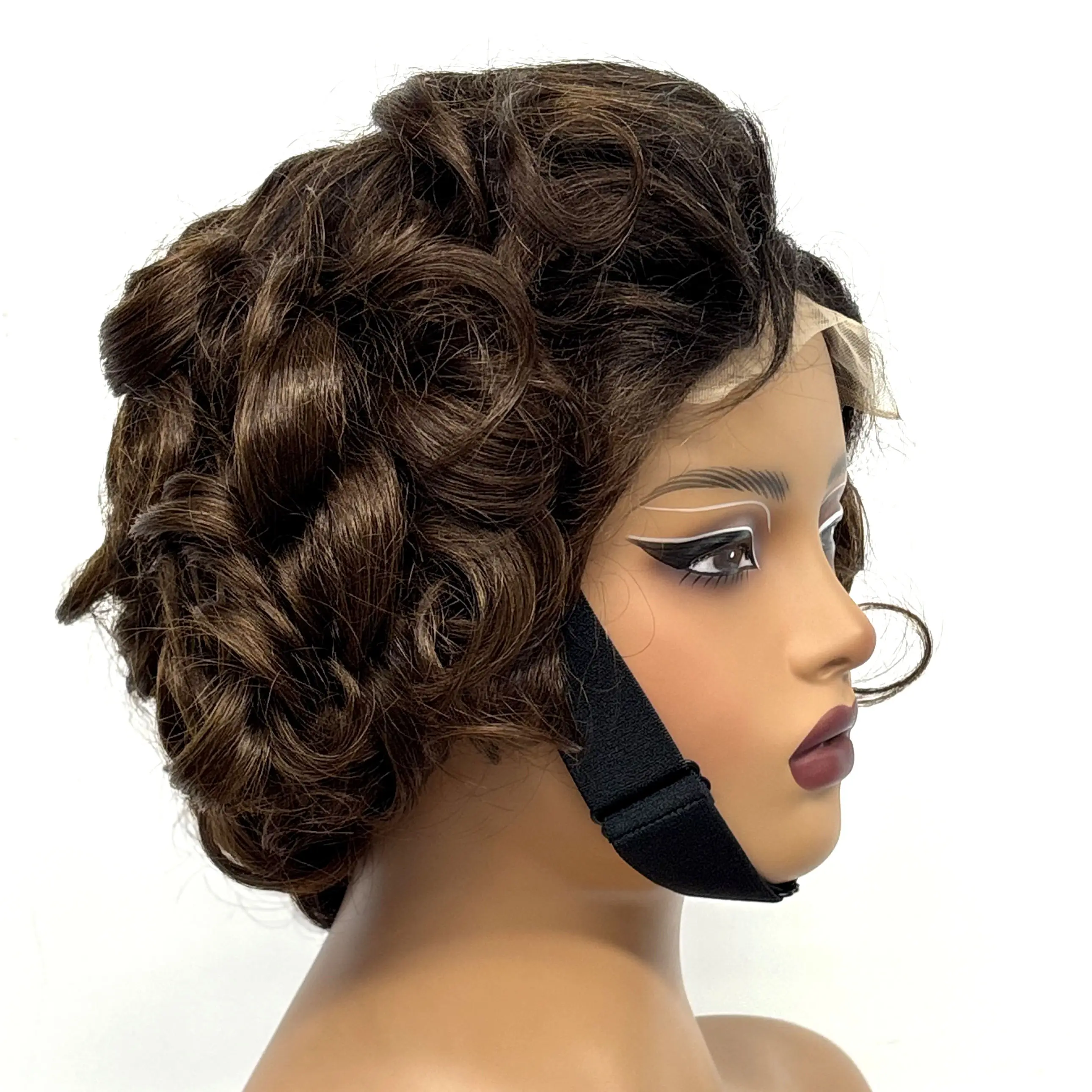 12inch 5x5 Transparent Lace Closure Blonde 613# Loose Wave Human Hair Wigs 280% Density Short Bouncy Curly Bob Wigs for Women