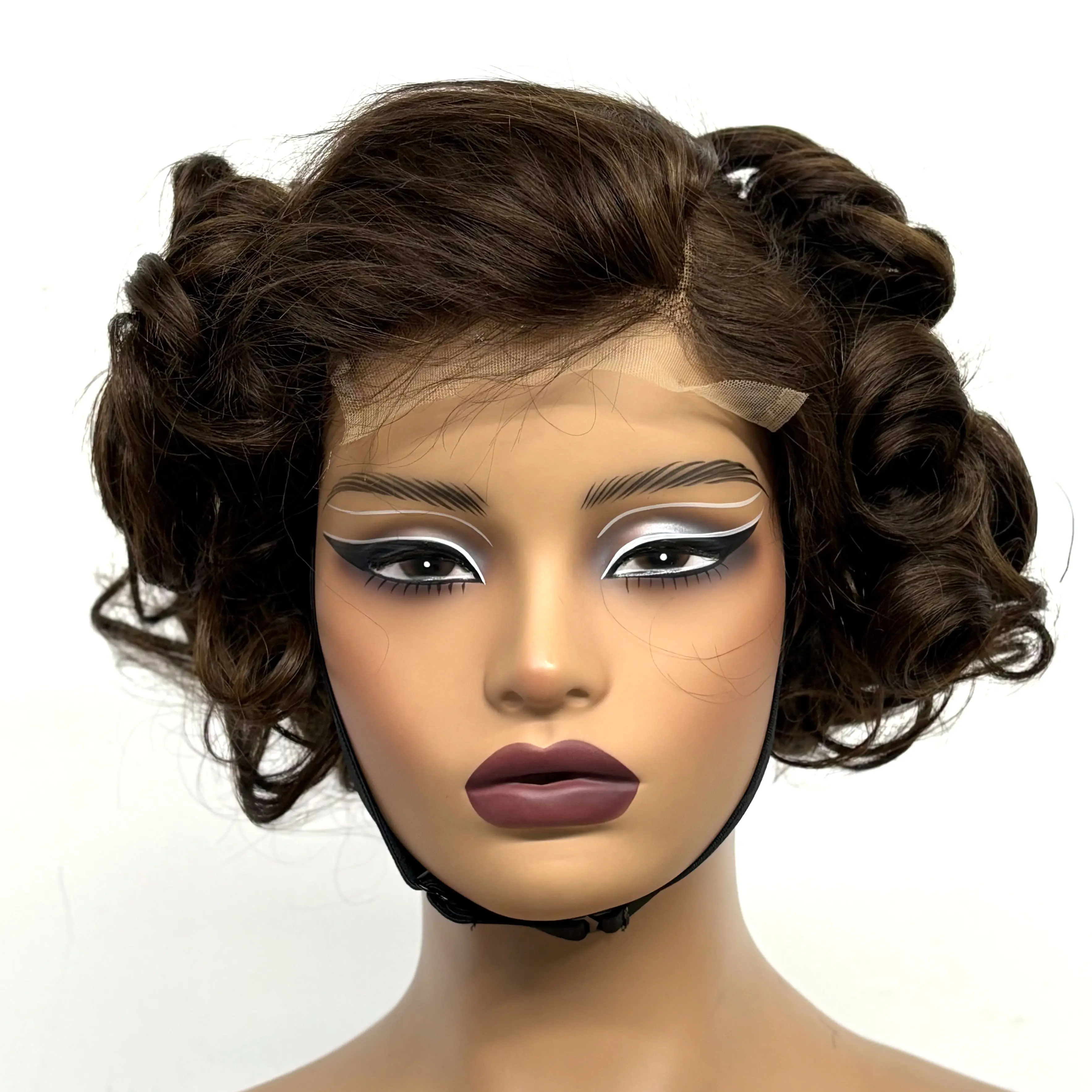 12inch 5x5 Transparent Lace Closure Blonde 613# Loose Wave Human Hair Wigs 280% Density Short Bouncy Curly Bob Wigs for Women