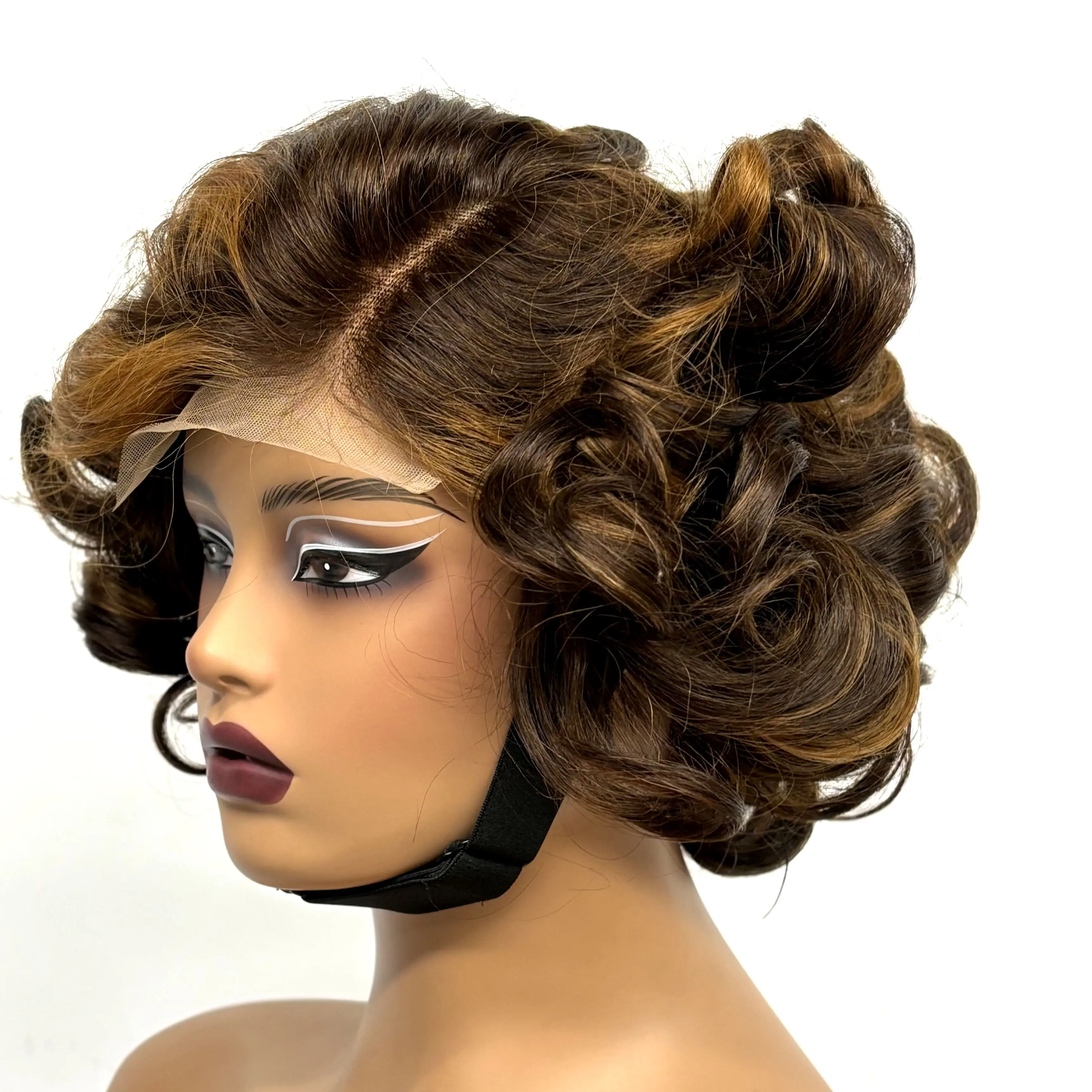 12inch 5x5 Transparent Lace Closure Blonde 613# Loose Wave Human Hair Wigs 280% Density Short Bouncy Curly Bob Wigs for Women