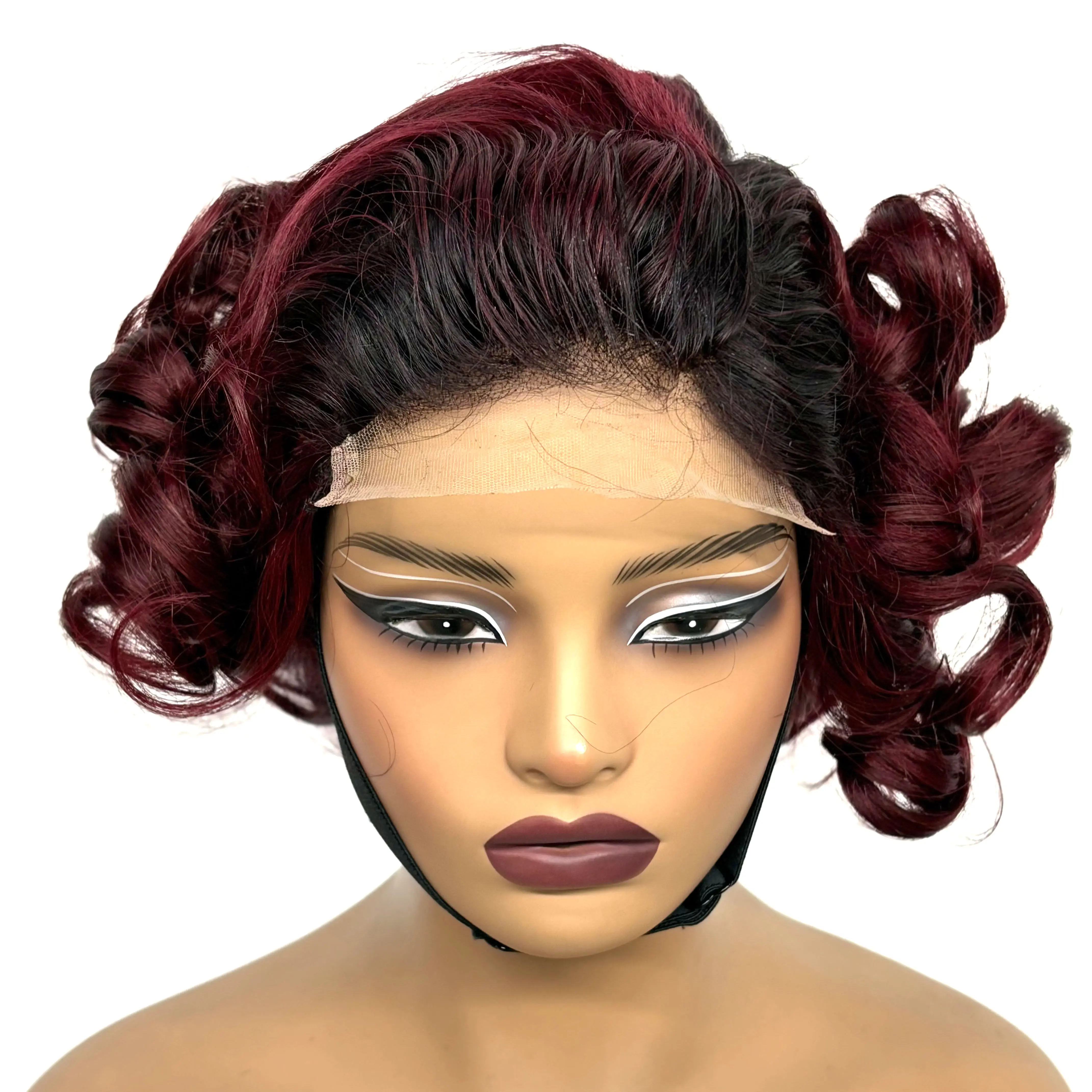 12inch 5x5 Transparent Lace Closure Blonde 613# Loose Wave Human Hair Wigs 280% Density Short Bouncy Curly Bob Wigs for Women