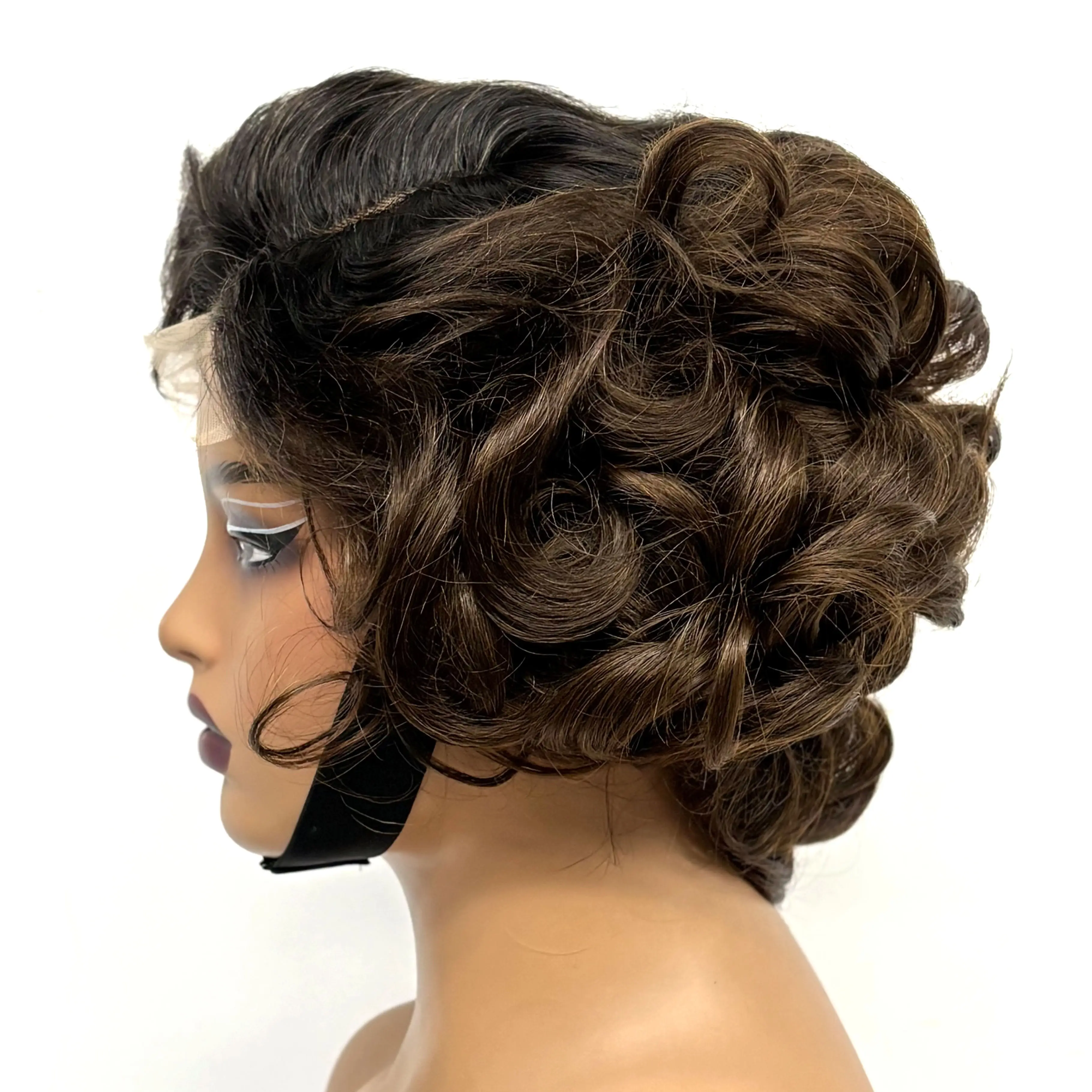 12inch 5x5 Transparent Lace Closure Blonde 613# Loose Wave Human Hair Wigs 280% Density Short Bouncy Curly Bob Wigs for Women