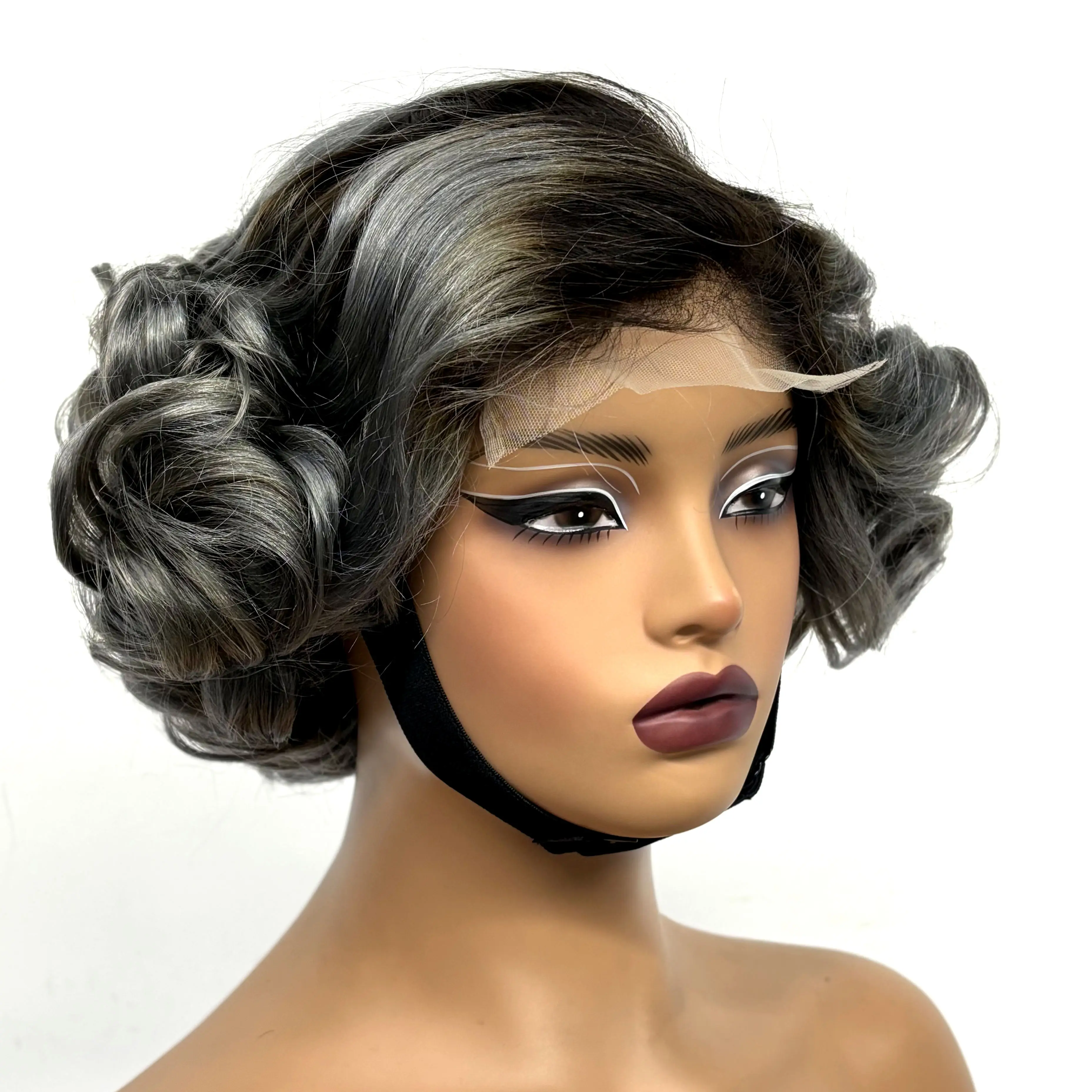 12inch 5x5 Transparent Lace Closure Blonde 613# Loose Wave Human Hair Wigs 280% Density Short Bouncy Curly Bob Wigs for Women