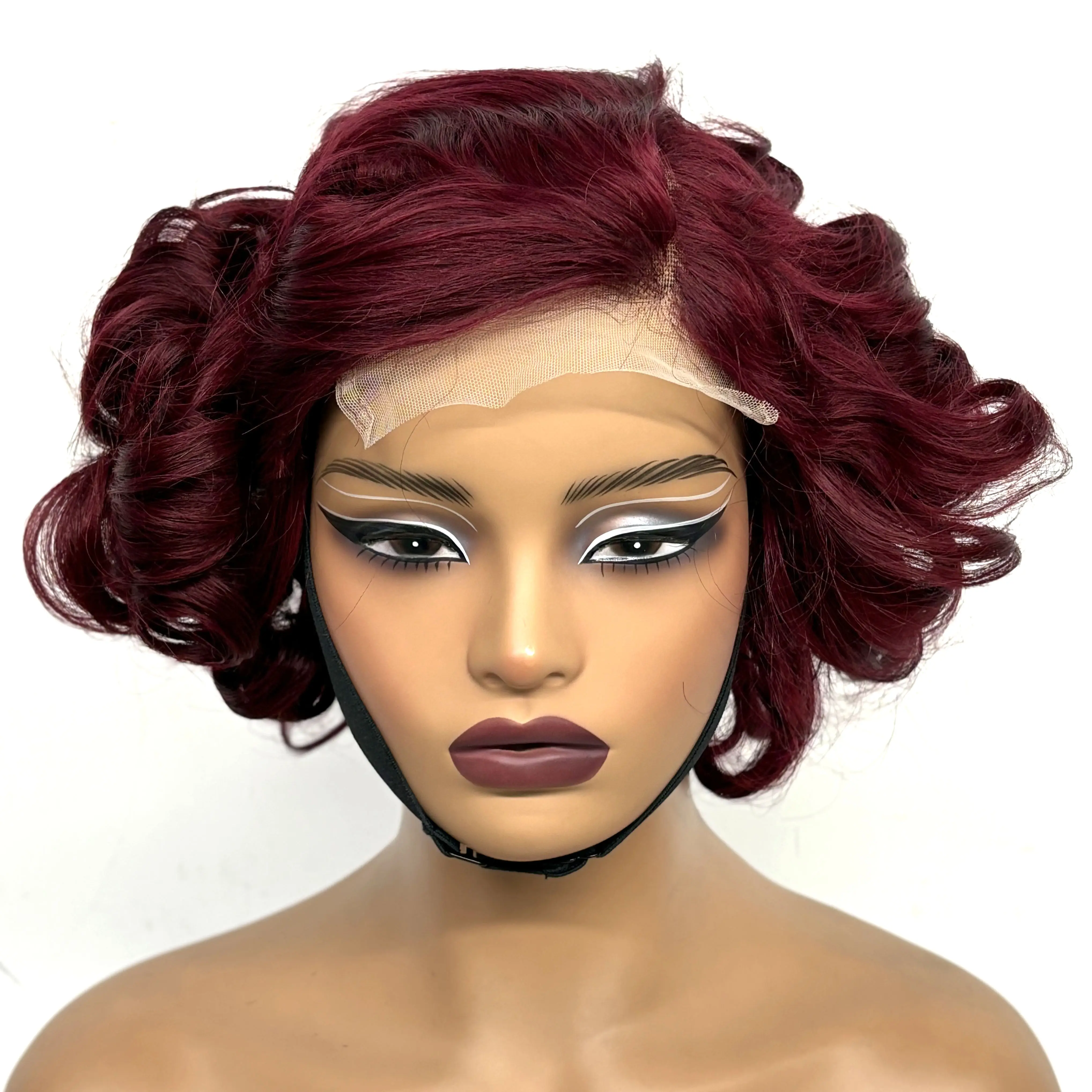 12inch 5x5 Transparent Lace Closure Blonde 613# Loose Wave Human Hair Wigs 280% Density Short Bouncy Curly Bob Wigs for Women