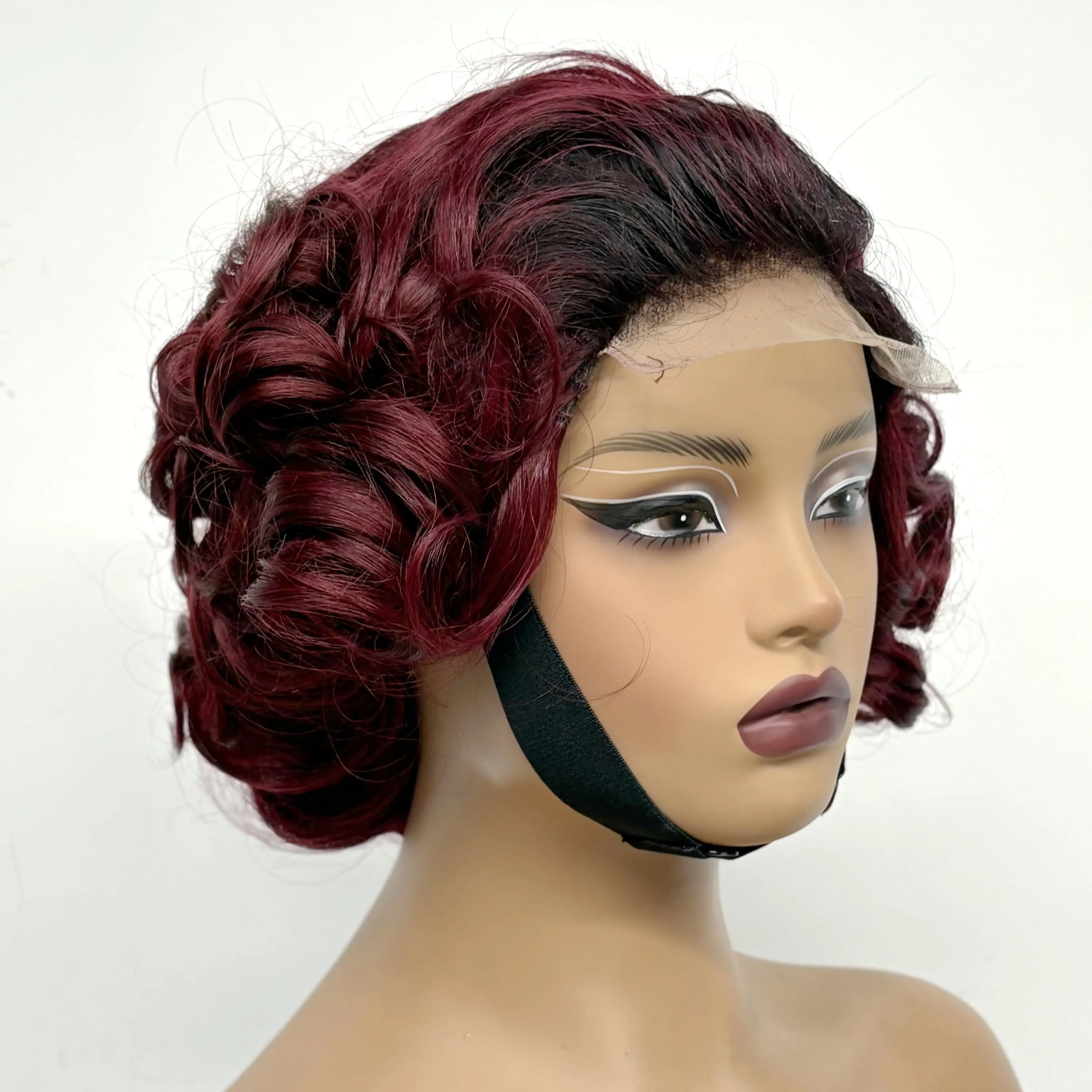 12inch 5x5 Transparent Lace Closure Blonde 613# Loose Wave Human Hair Wigs 280% Density Short Bouncy Curly Bob Wigs for Women