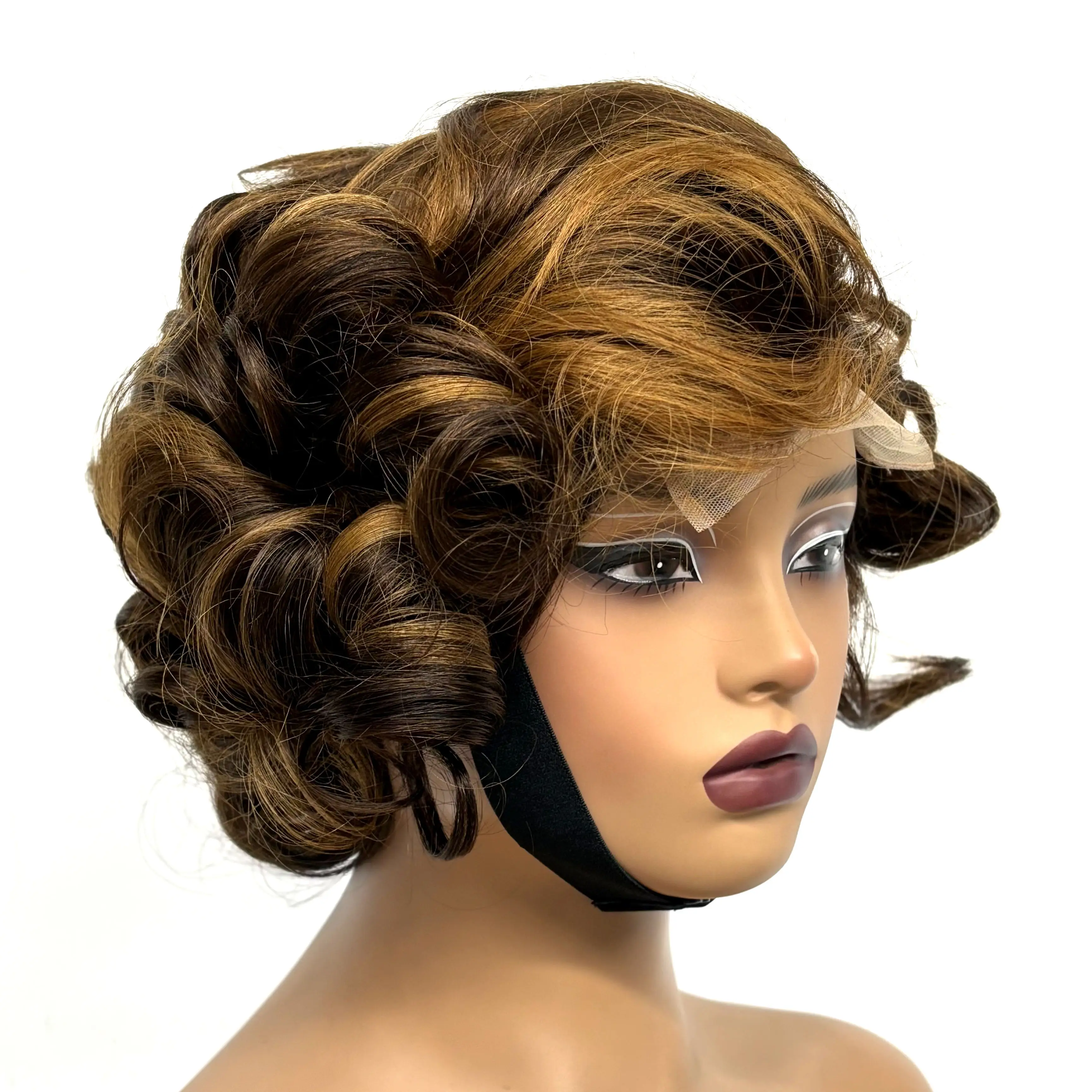 12inch 5x5 Transparent Lace Closure Blonde 613# Loose Wave Human Hair Wigs 280% Density Short Bouncy Curly Bob Wigs for Women