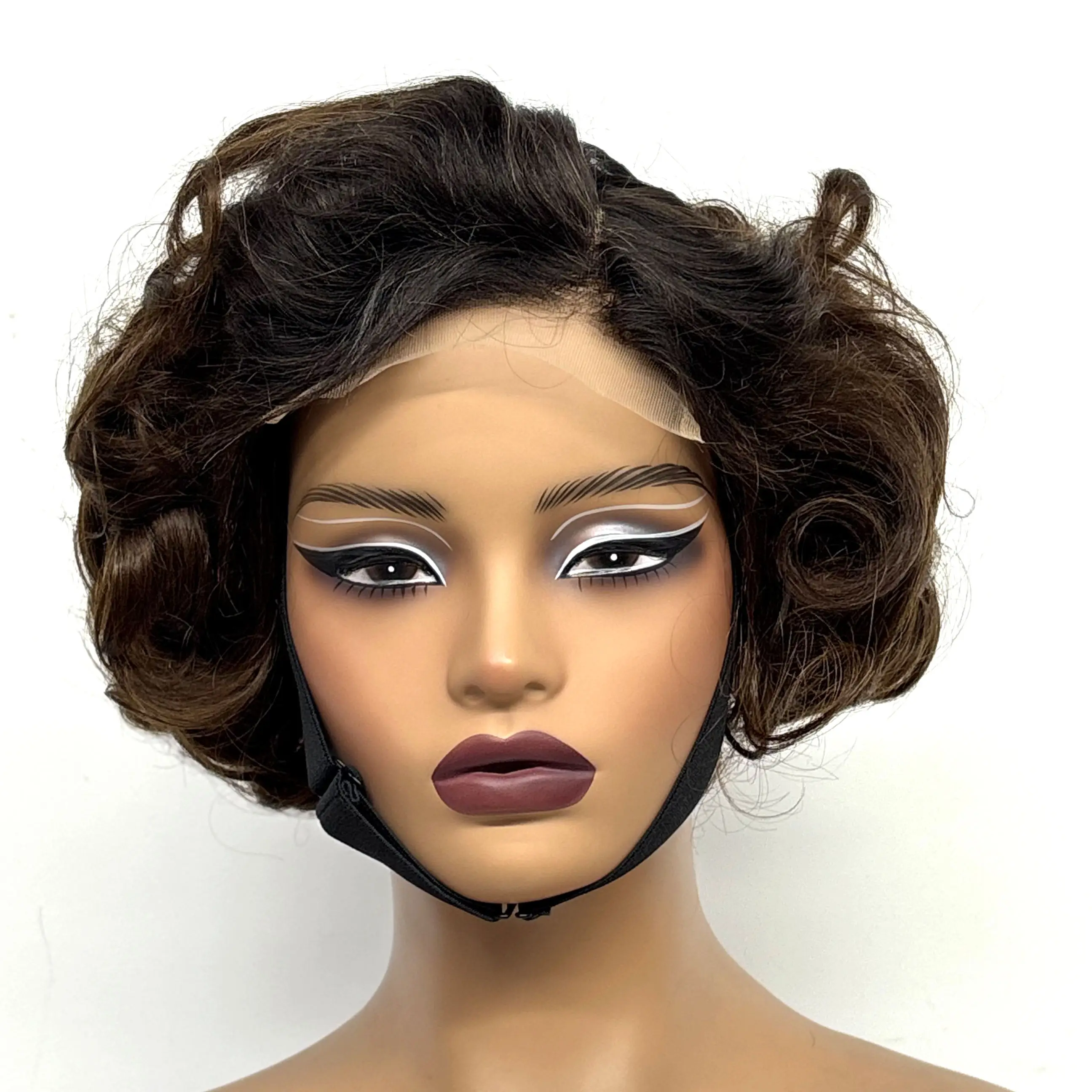 12inch 5x5 Transparent Lace Closure Blonde 613# Loose Wave Human Hair Wigs 280% Density Short Bouncy Curly Bob Wigs for Women