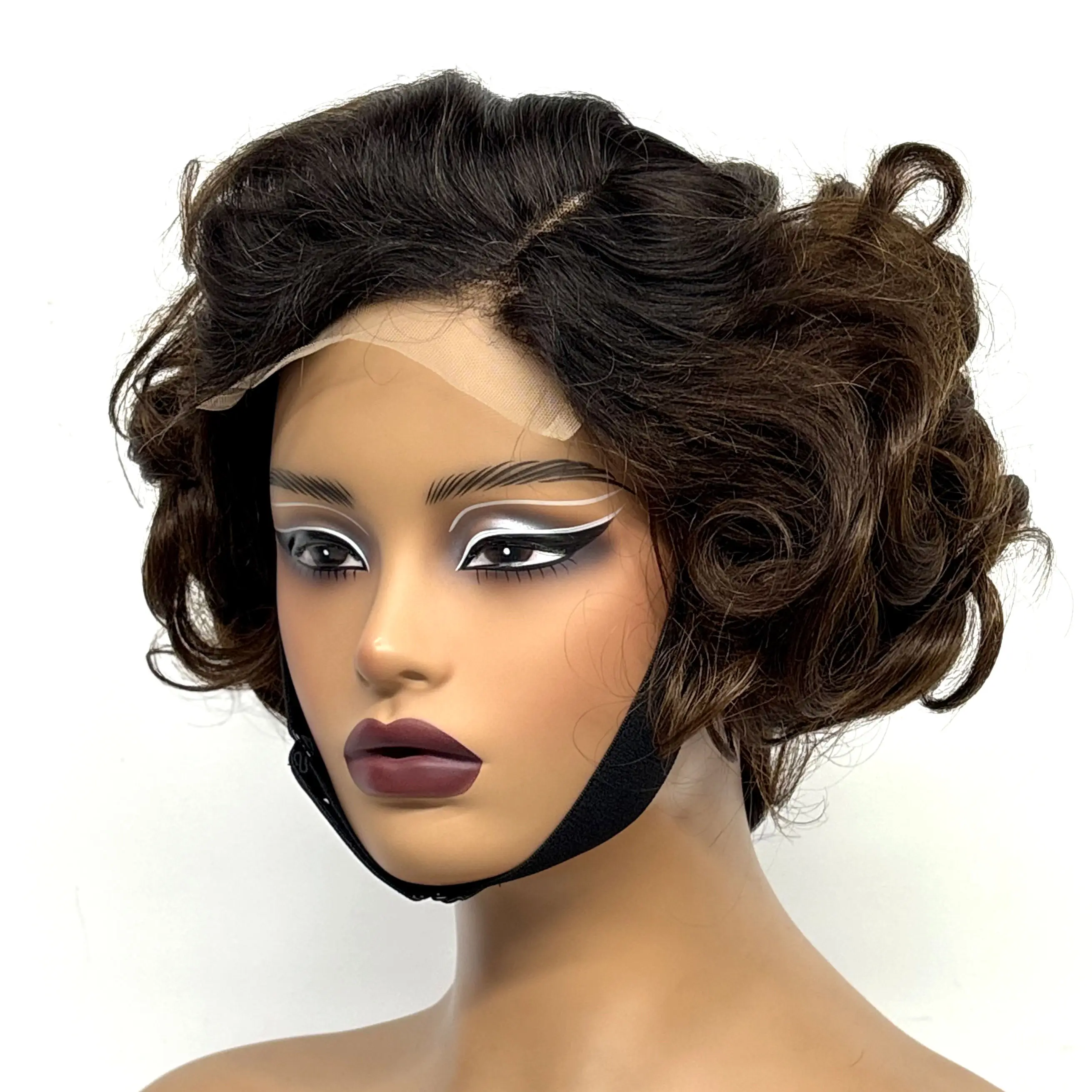 12inch 5x5 Transparent Lace Closure Blonde 613# Loose Wave Human Hair Wigs 280% Density Short Bouncy Curly Bob Wigs for Women