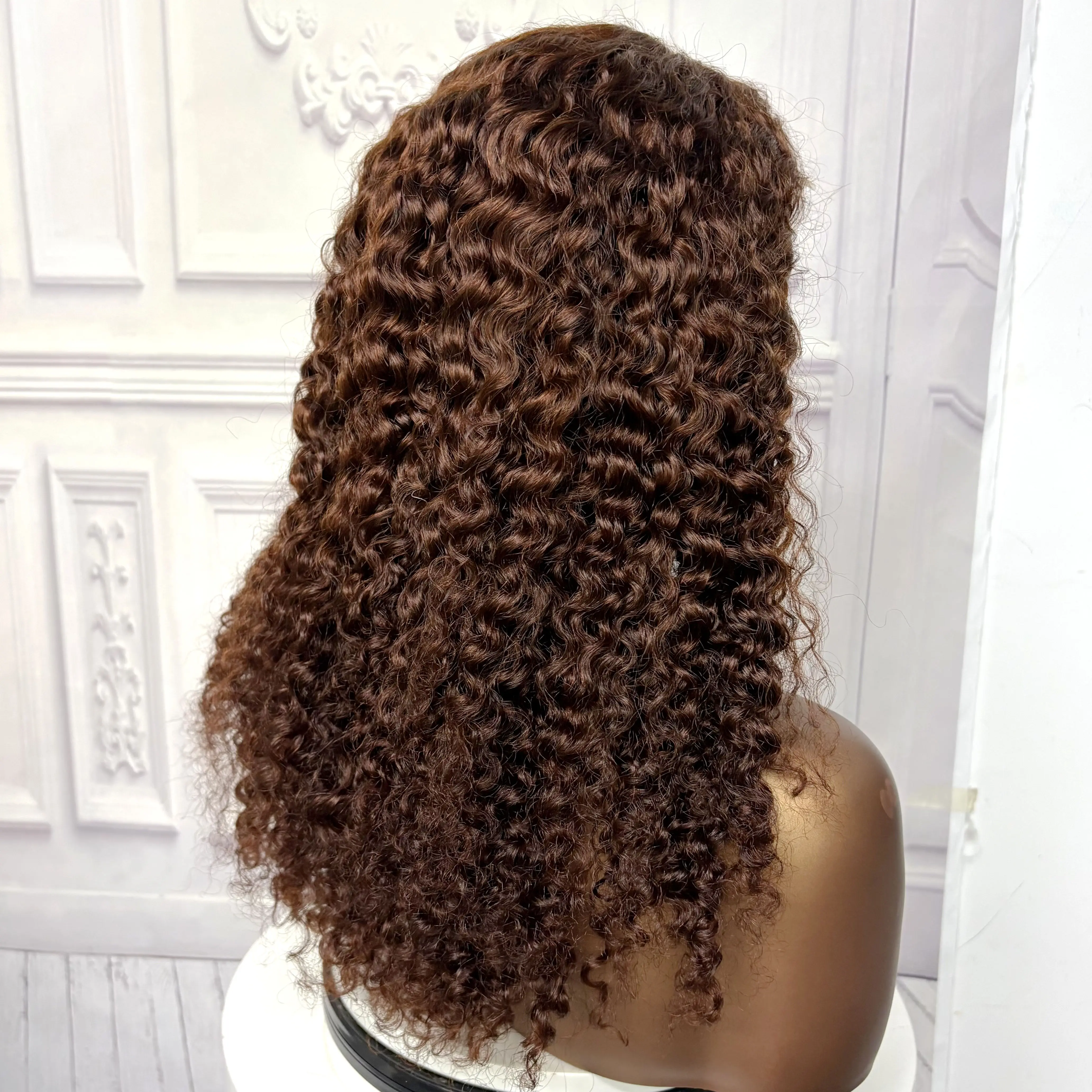 22inch Ombre Brown Water Wave Human Hair Wig 280% 4x4 Transparent Lace Closure Colored Deep Wave Curly Hair Wigs For Black Women