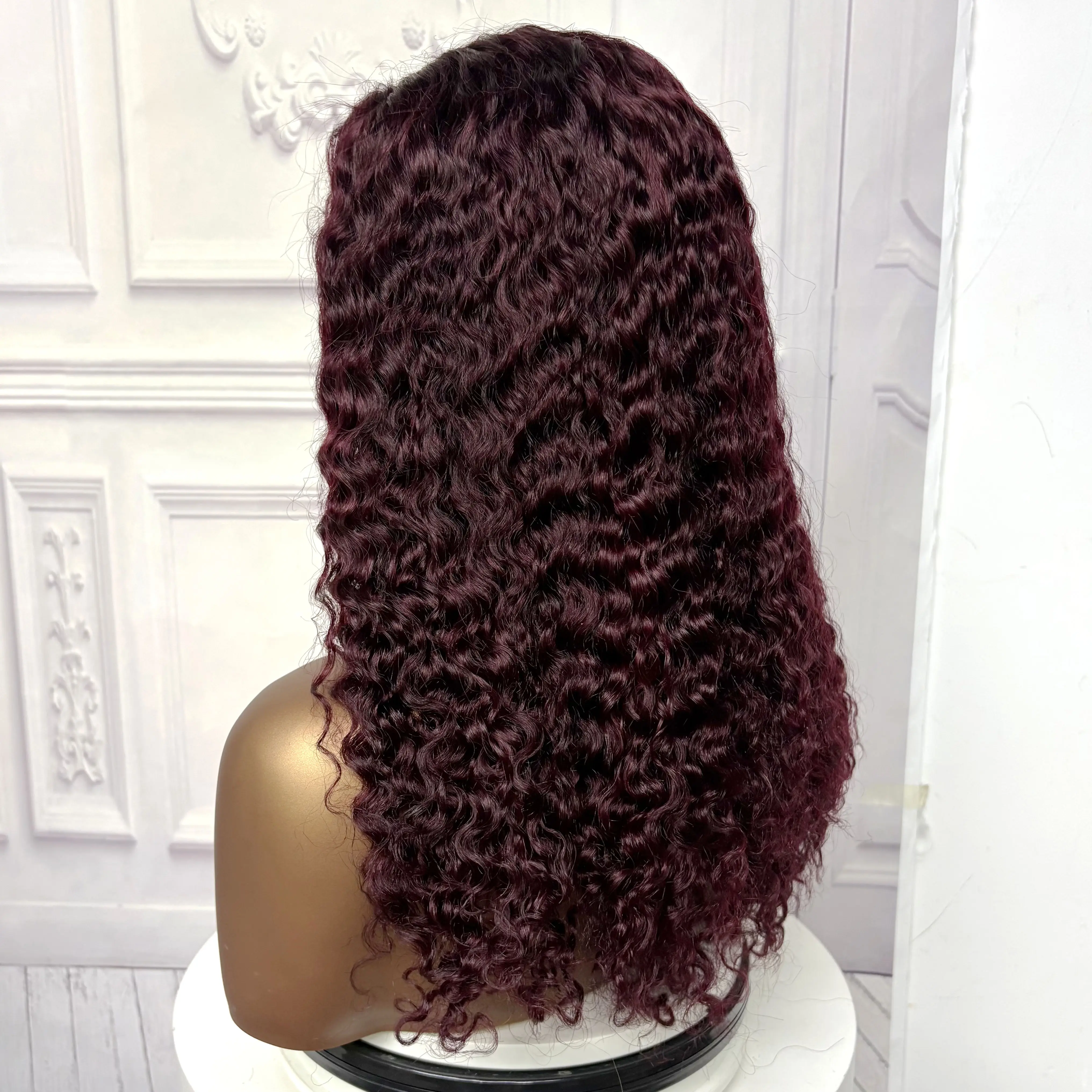 22inch Ombre Brown Water Wave Human Hair Wig 280% 4x4 Transparent Lace Closure Colored Deep Wave Curly Hair Wigs For Black Women