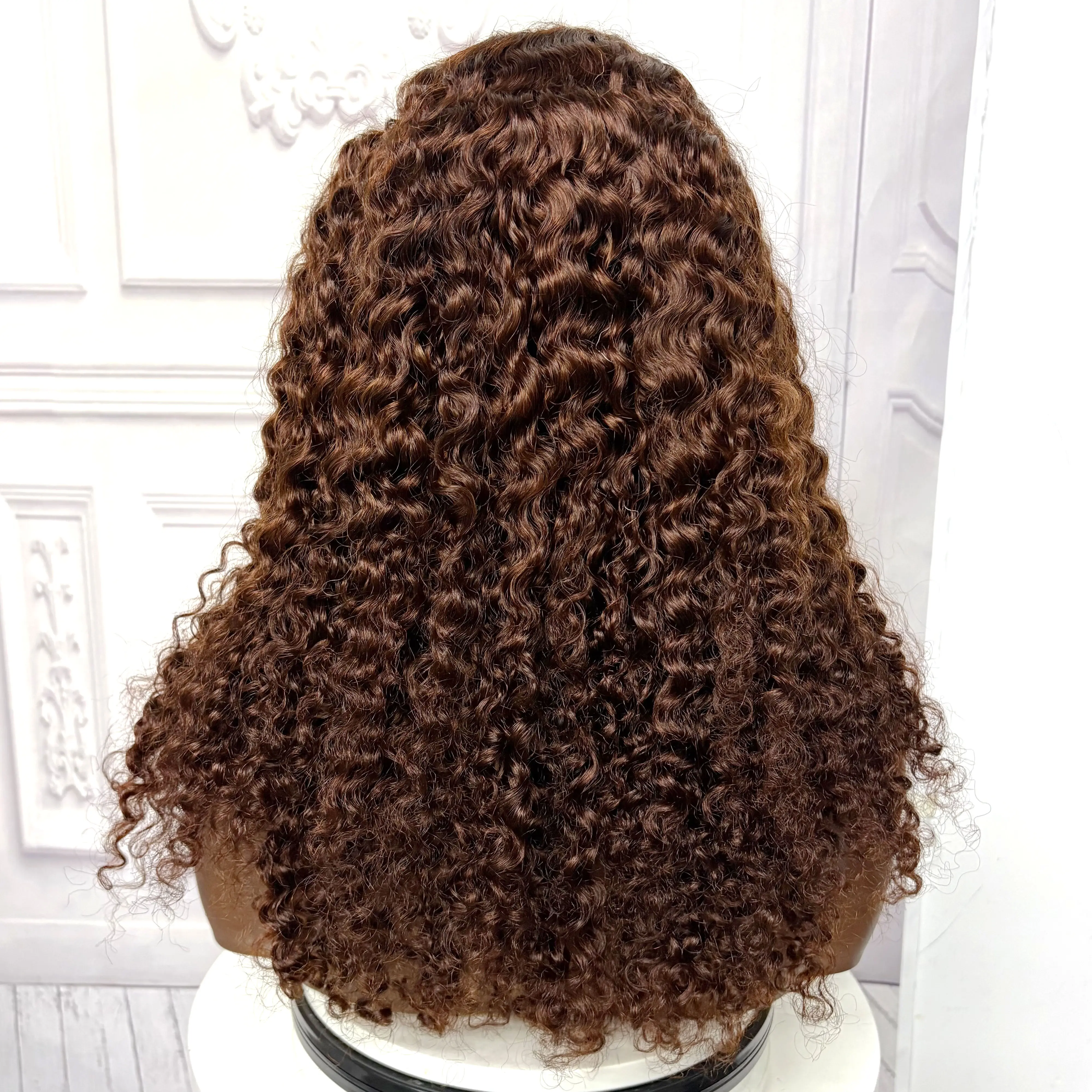 22inch Ombre Brown Water Wave Human Hair Wig 280% 4x4 Transparent Lace Closure Colored Deep Wave Curly Hair Wigs For Black Women
