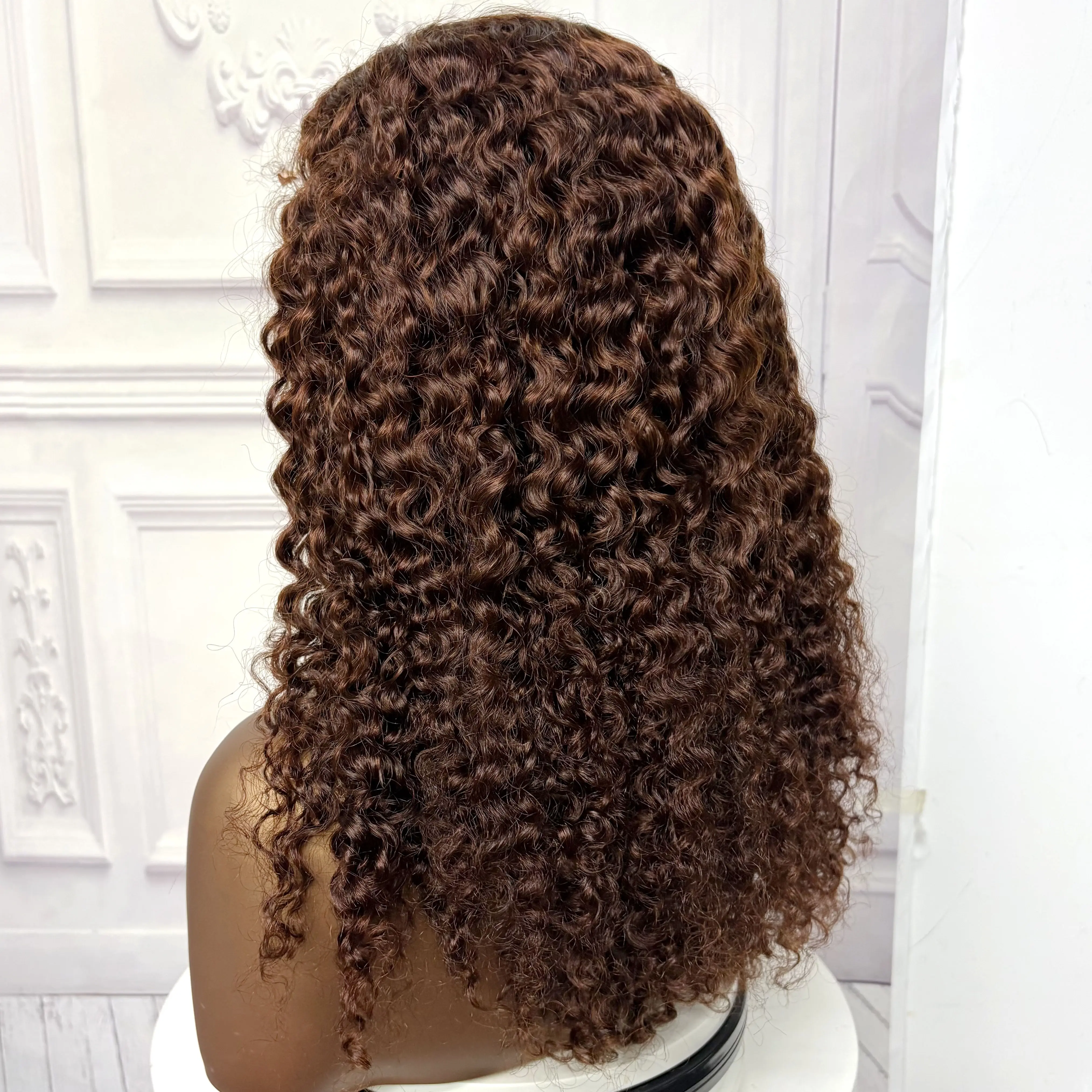 22inch Ombre Brown Water Wave Human Hair Wig 280% 4x4 Transparent Lace Closure Colored Deep Wave Curly Hair Wigs For Black Women