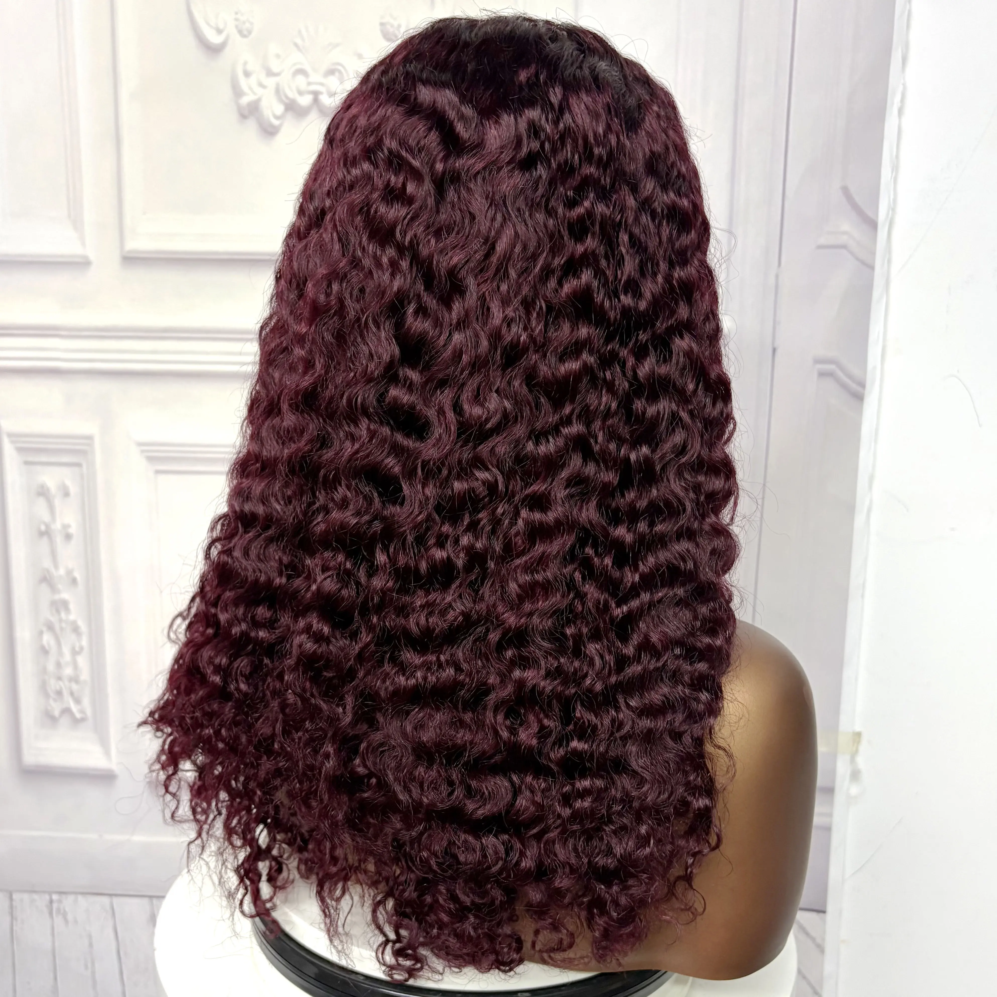 22inch Ombre Brown Water Wave Human Hair Wig 280% 4x4 Transparent Lace Closure Colored Deep Wave Curly Hair Wigs For Black Women