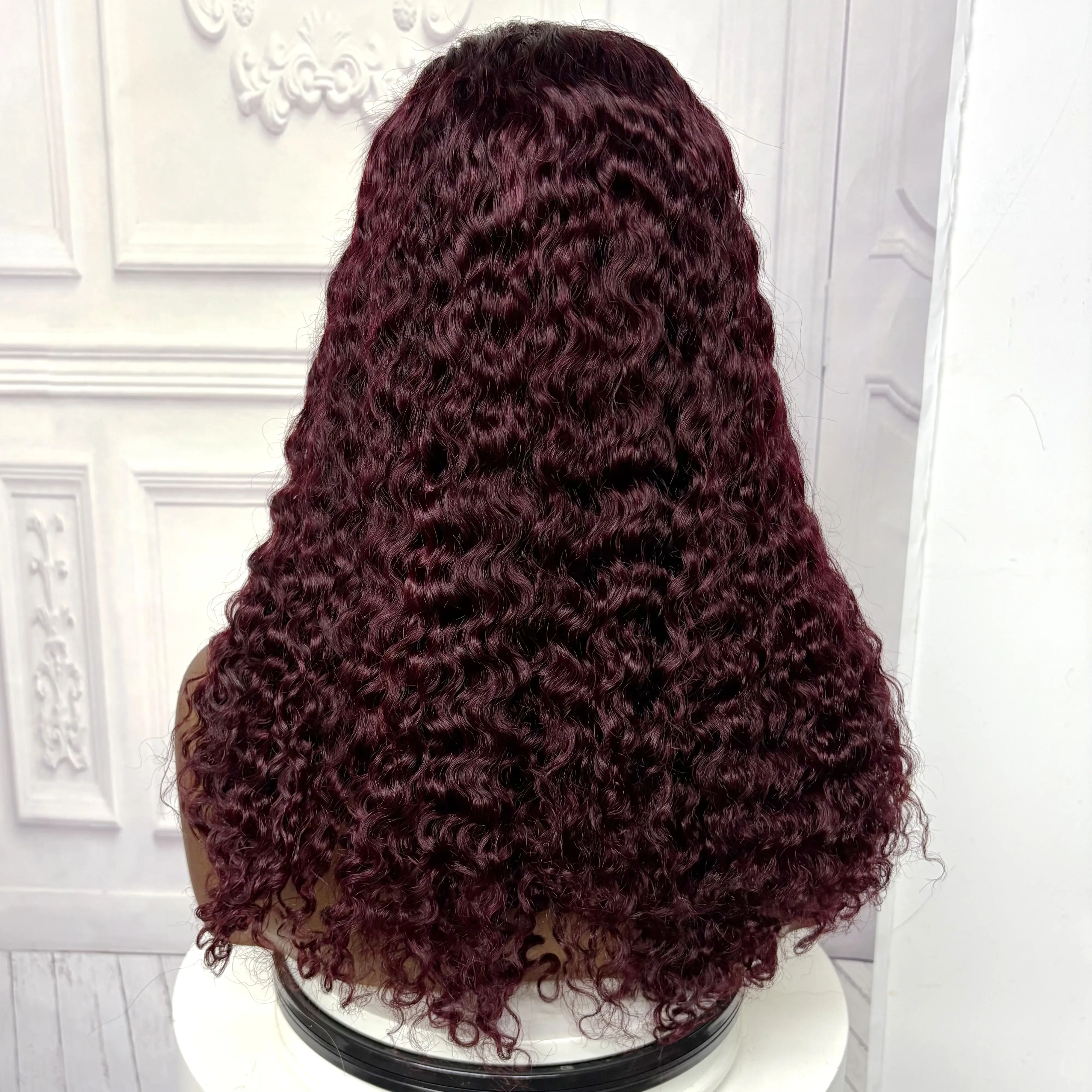 22inch Ombre Brown Water Wave Human Hair Wig 280% 4x4 Transparent Lace Closure Colored Deep Wave Curly Hair Wigs For Black Women