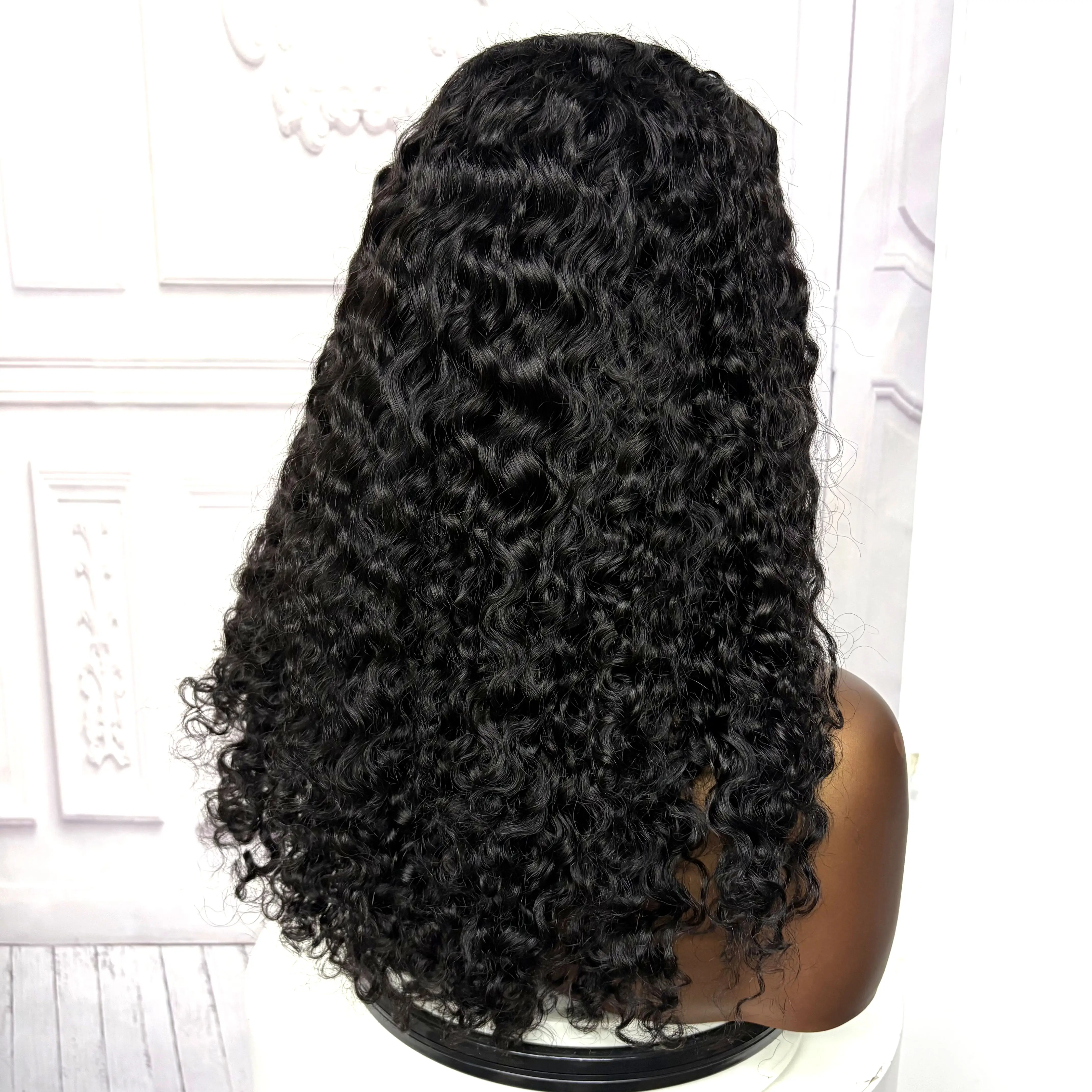 22inch Ombre Brown Water Wave Human Hair Wig 280% 4x4 Transparent Lace Closure Colored Deep Wave Curly Hair Wigs For Black Women