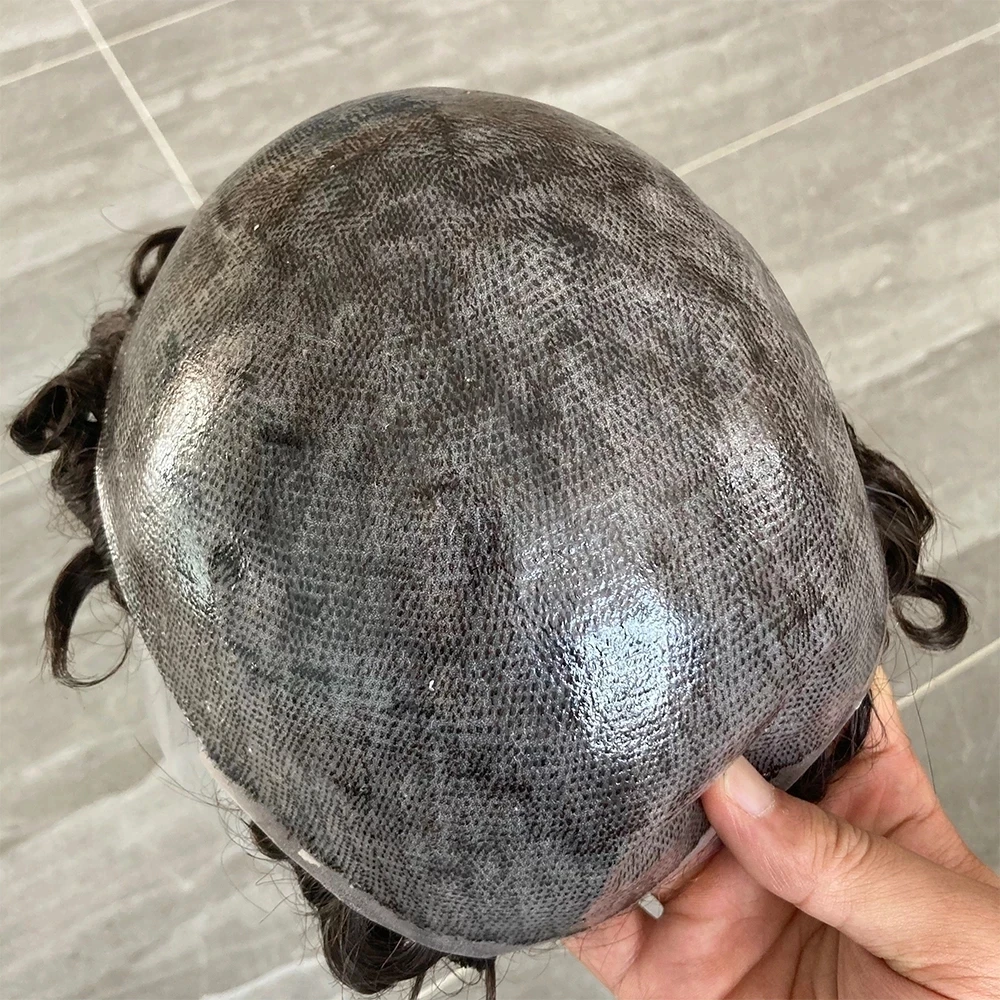 15mm Curly Mens Wig Durable Skin Toupee African American Human Hair Microskin Full Poly PU Afro Wave Male Capillary Prosthesis