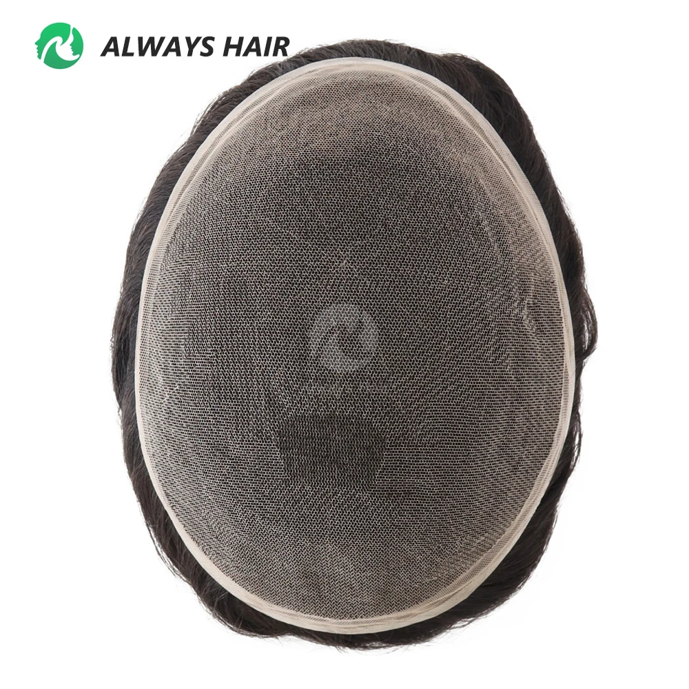Alwayshair - DURA LACE Men's Capillary Prosthesis Hair 130% Hair Density Indian Hair Lace Toupee Wig For Man