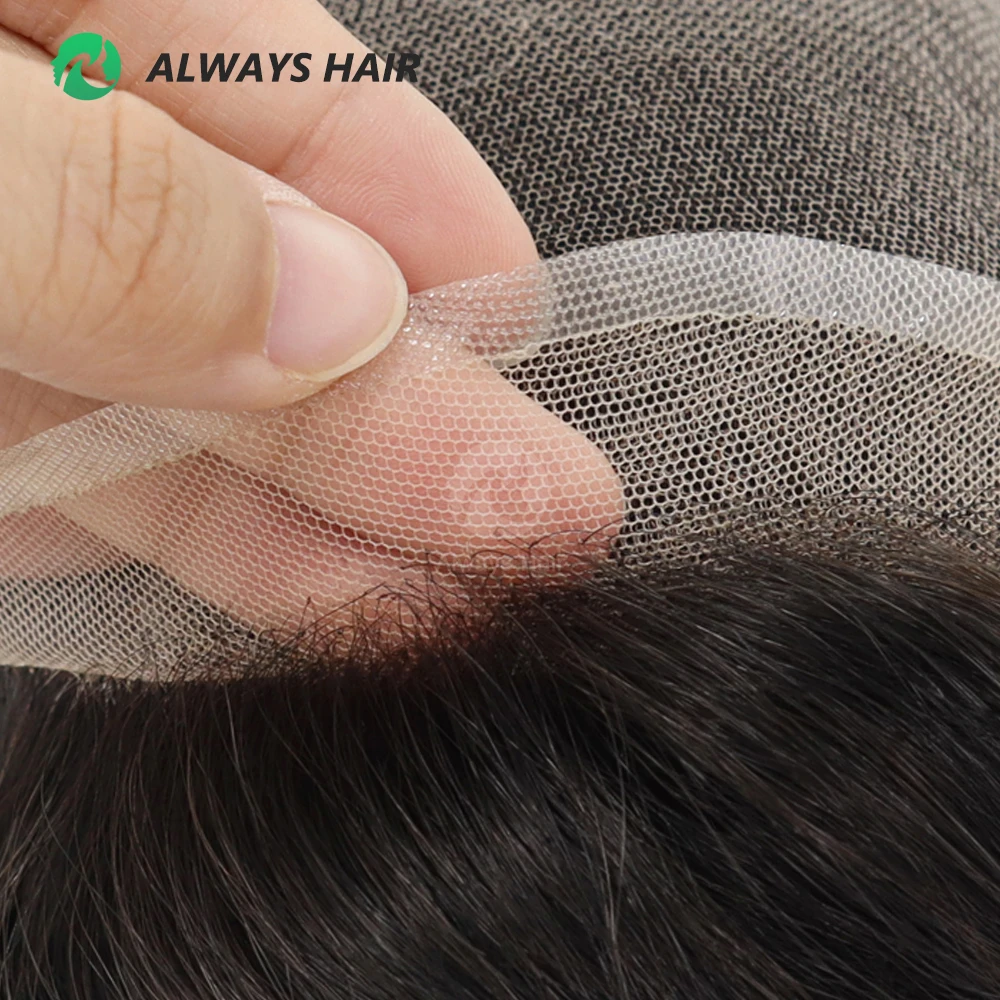 Alwayshair - DURA LACE Men's Capillary Prosthesis Hair 130% Hair Density Indian Hair Lace Toupee Wig For Man