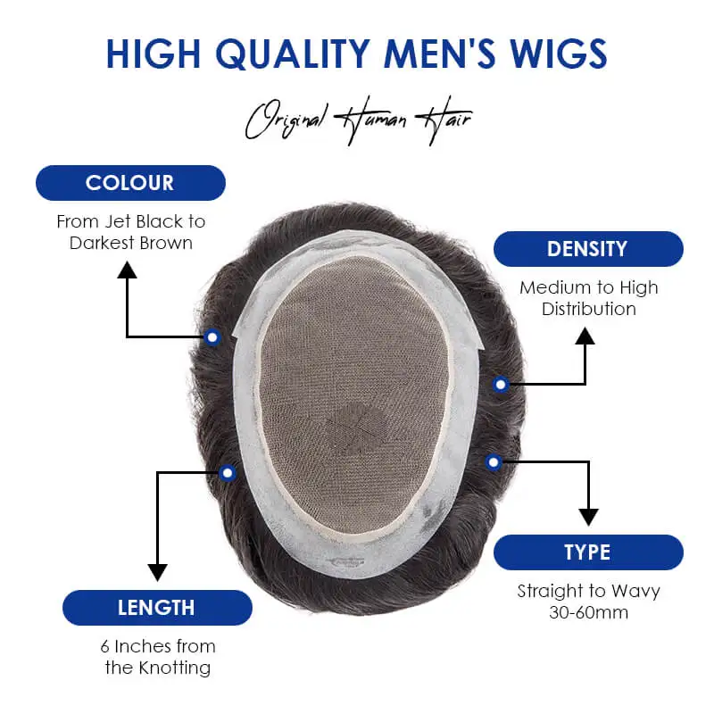 Australia Toupee Men Lace & PU Base Breathable Human Hair Wigs for Men Capillary Prosthesis Replacement Natural Hairline System