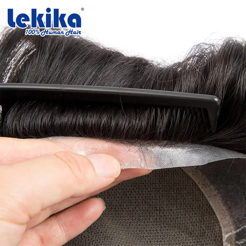 Australia Toupee Men Lace & PU Base Breathable Human Hair Wigs for Men Capillary Prosthesis Replacement Natural Hairline System