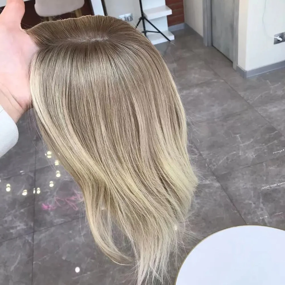 Highlight Wig Human Hair Brown Root Ash Blonde Lace Frontal Human Hair Full Lace Wigs Glueless 13x6 HDTransparent Lace Brazilian