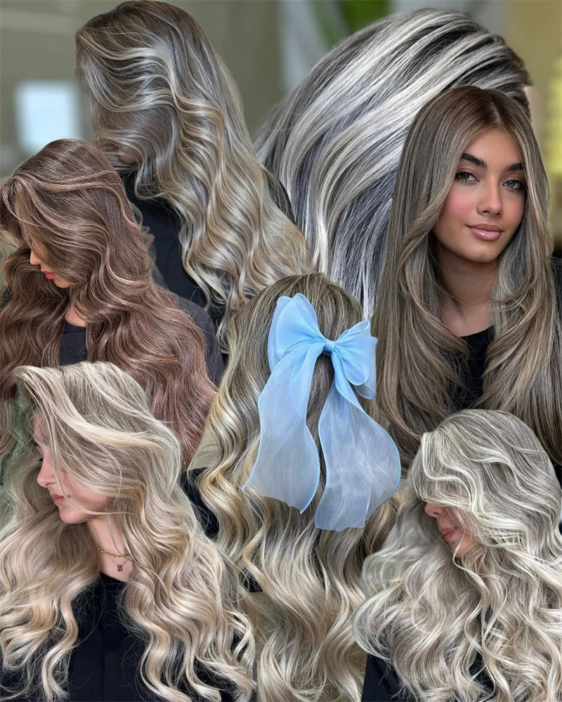 Soft Natural Wig Ombre Platinum Blonde Synthetic Lace Front Wig Heat Resistant Fiber Natural Preplucked Hairline with Baby Hair