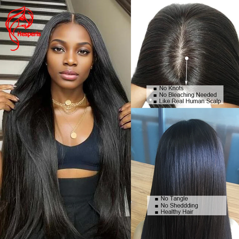 Hesperis Top 5.5x4.5 Scalp Cap HD Lace Front Wig Straight Silk Base Lace Front Human Hair Wigs Pre Plucked Brazilian Remy Hair