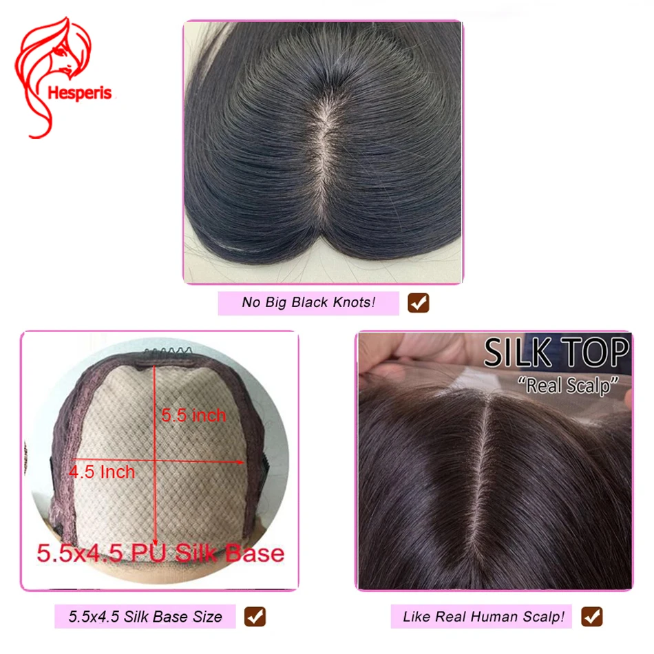 Hesperis Top 5.5x4.5 Scalp Cap HD Lace Front Wig Straight Silk Base Lace Front Human Hair Wigs Pre Plucked Brazilian Remy Hair