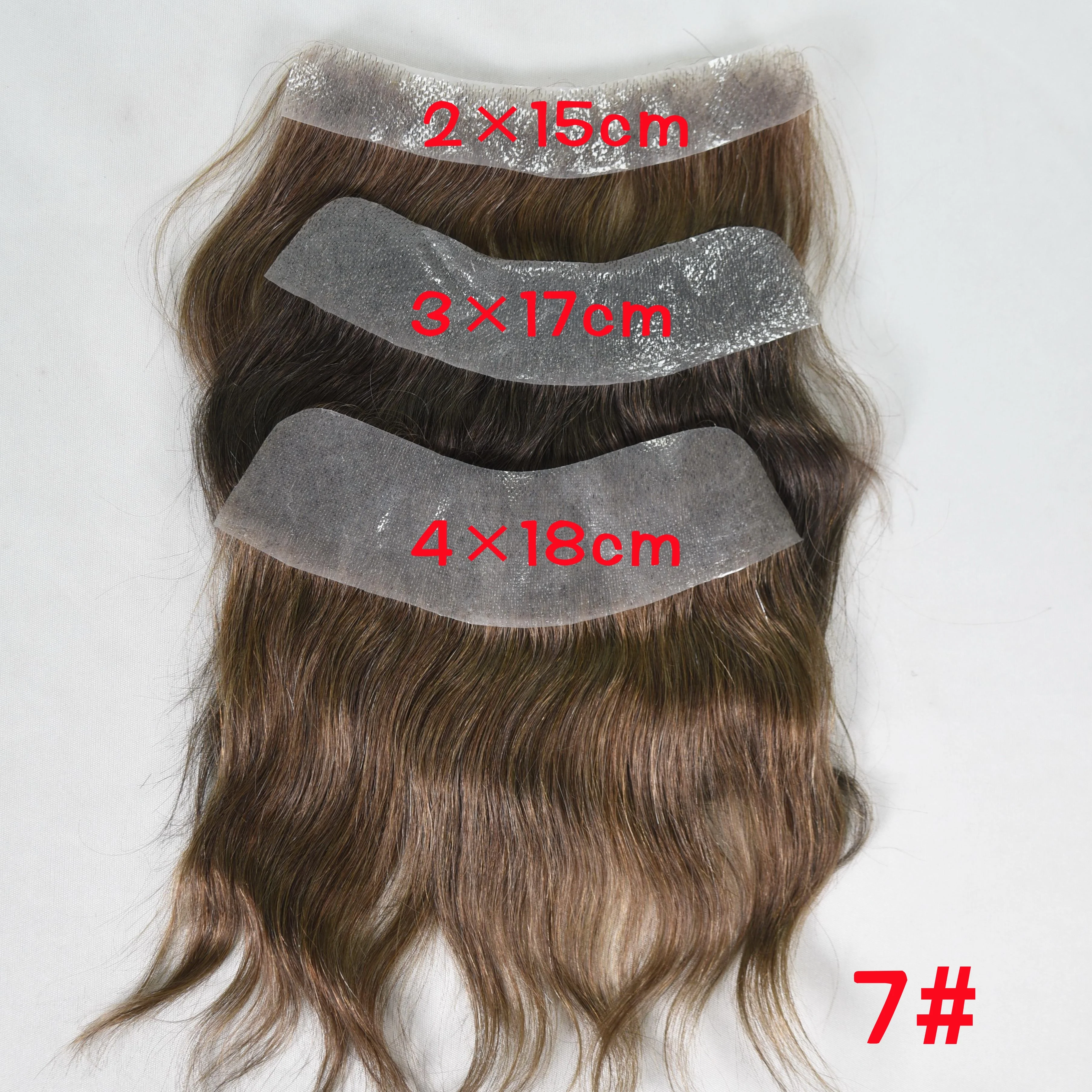 Men's Forehead Hairline Wig High Density Human Hair Skin PU Men's Frontal Hairpiece V Ring Frontal Hair Top