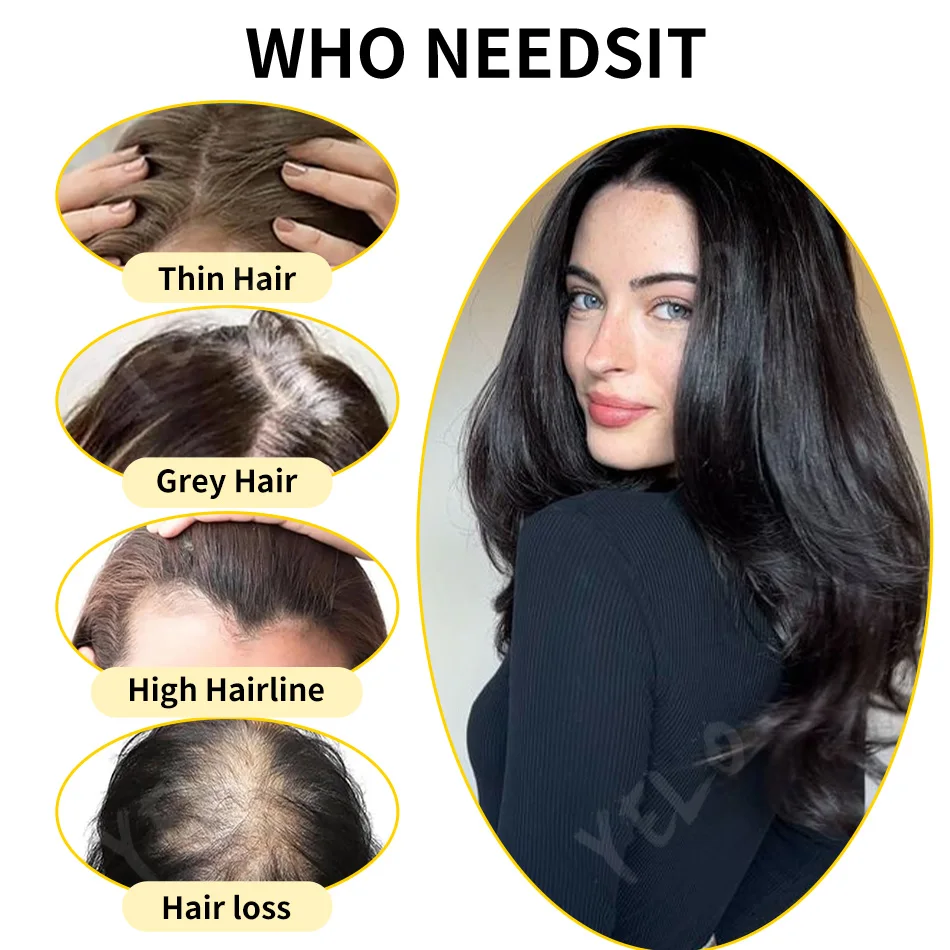 17 Inch Human Hair Toppers With 4 Clips 100% Straight Human Hair Topper Human Hairpieces 4inch×5inch Injection Base for Women