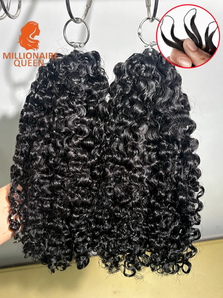Millionaire Queen 15A Feather Crochet Hair 100% Hair Pre Separated Burmese Curly Crochet Human Hair Afro Kinky Curly Bundles