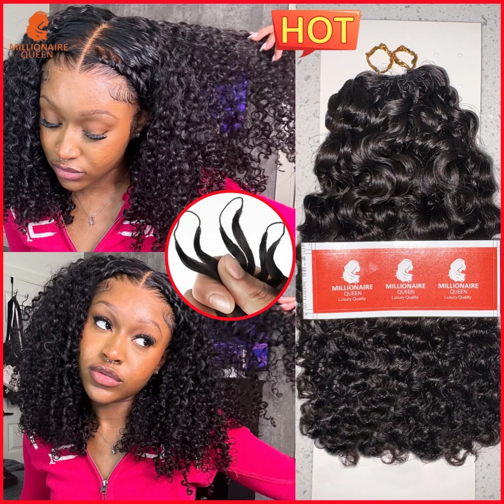 Millionaire Queen 15A Feather Crochet Hair 100% Hair Pre Separated Burmese Curly Crochet Human Hair Afro Kinky Curly Bundles
