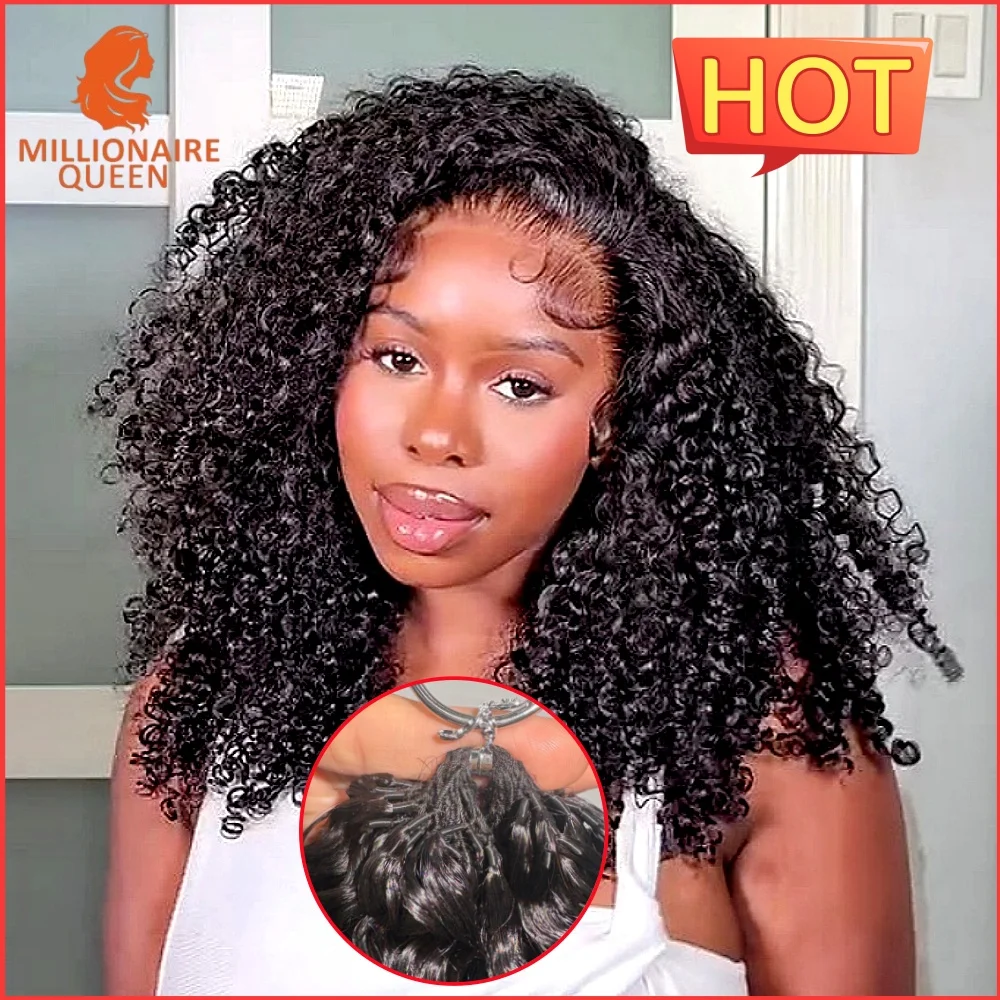 Millionaire Queen 15A Feather Crochet Hair 100% Hair Pre Separated Burmese Curly Crochet Human Hair Afro Kinky Curly Bundles