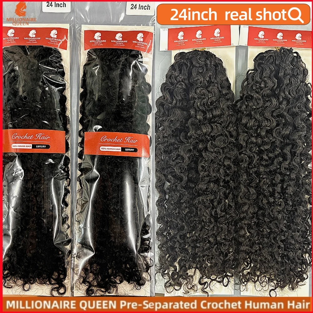 Millionaire Queen 15A Feather Crochet Hair 100% Hair Pre Separated Burmese Curly Crochet Human Hair Afro Kinky Curly Bundles