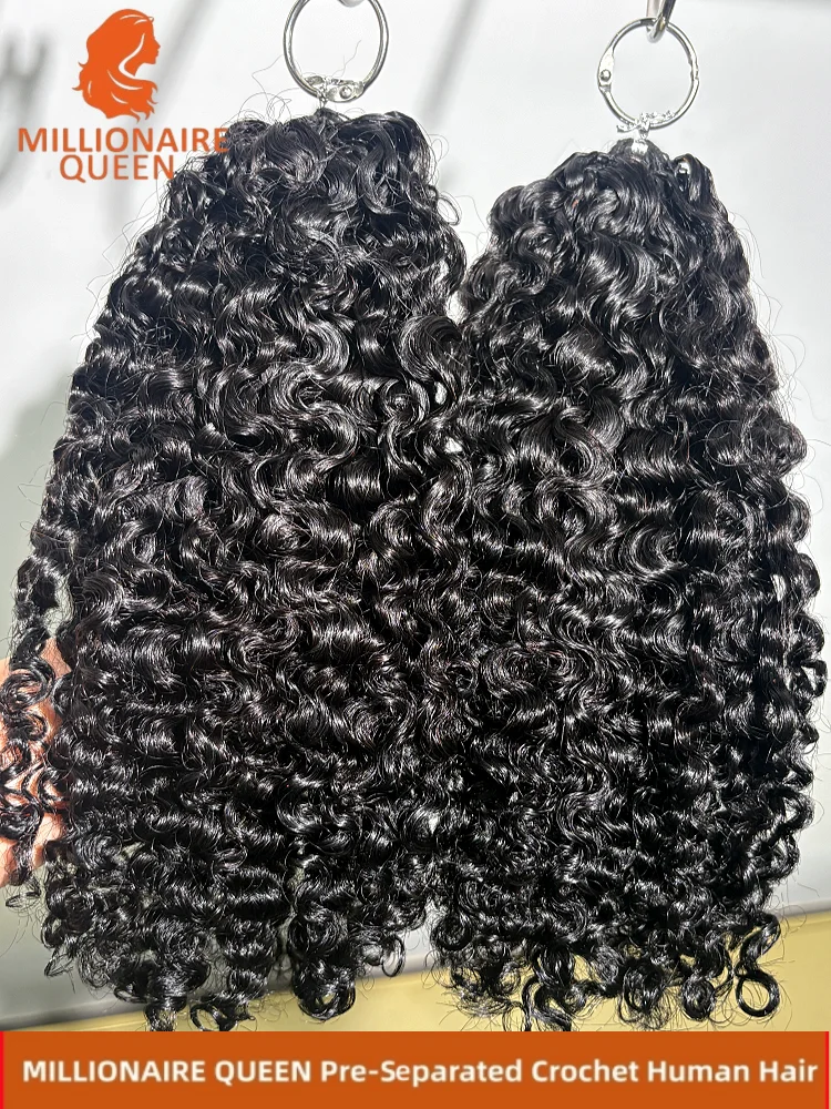 Millionaire Queen 15A Feather Crochet Hair 100% Hair Pre Separated Burmese Curly Crochet Human Hair Afro Kinky Curly Bundles