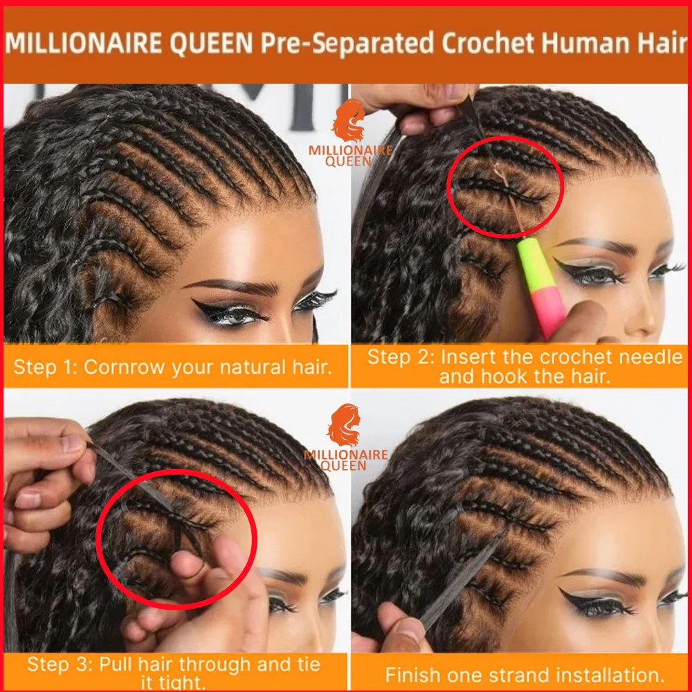 Millionaire Queen 15A Feather Crochet Hair 100% Hair Pre Separated Burmese Curly Crochet Human Hair Afro Kinky Curly Bundles